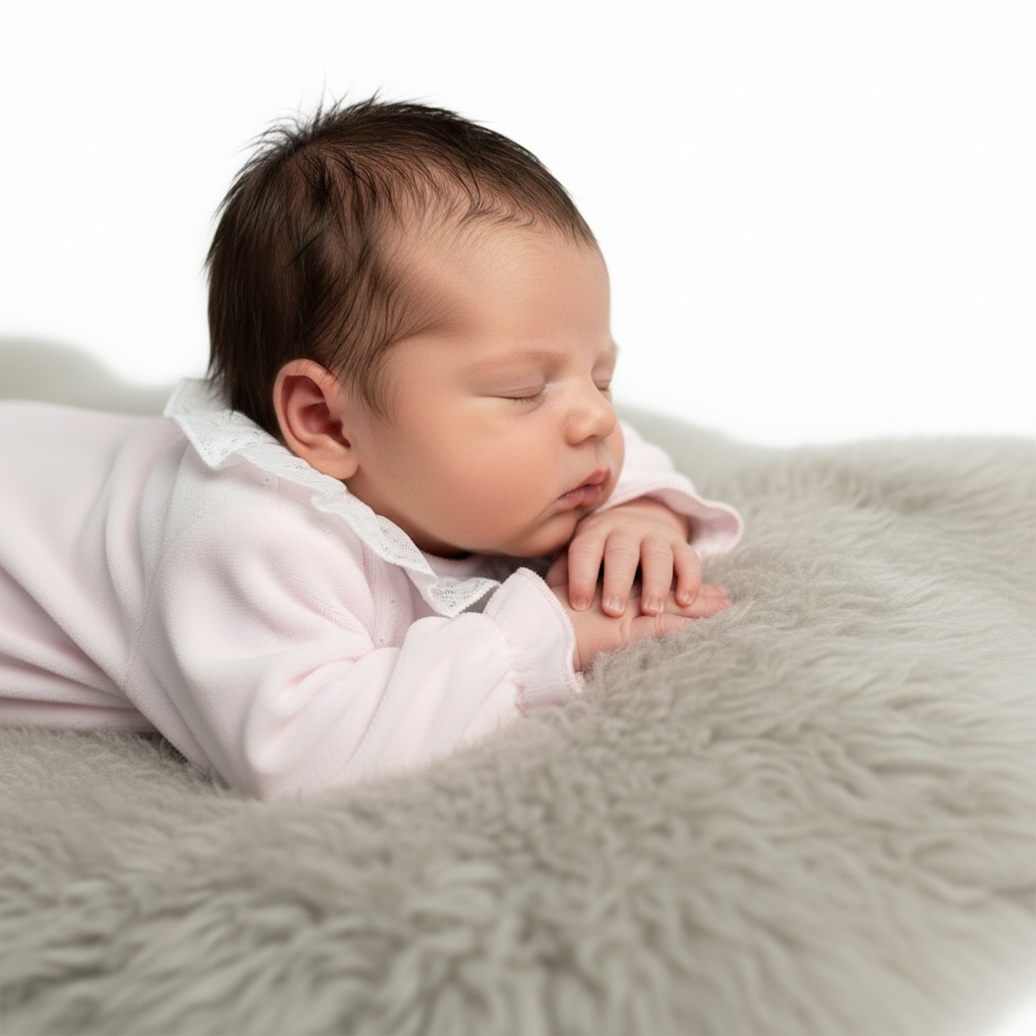 Pink Velour Plumetti Trim Babygrow
