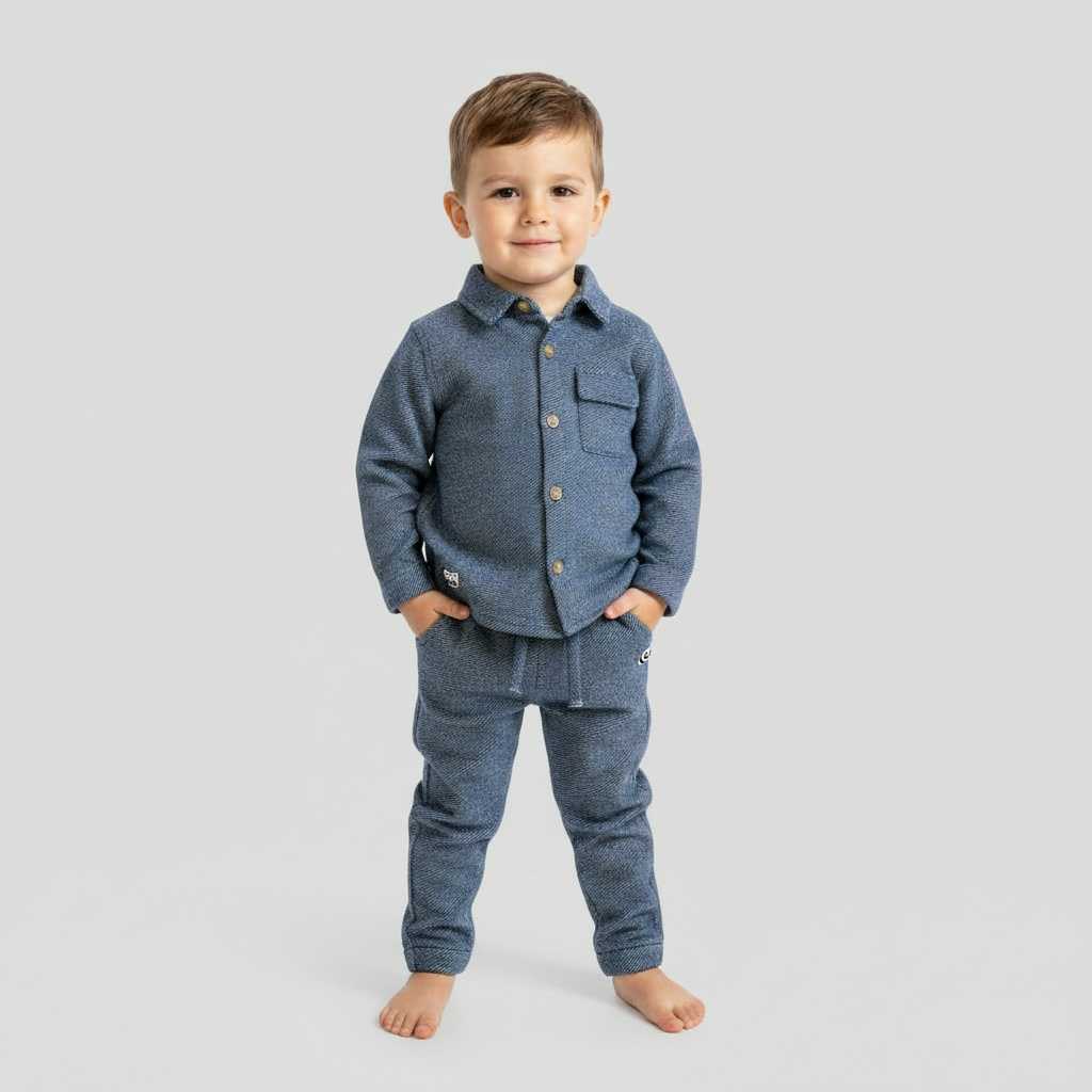 Navy Overshirt & Trouser Set