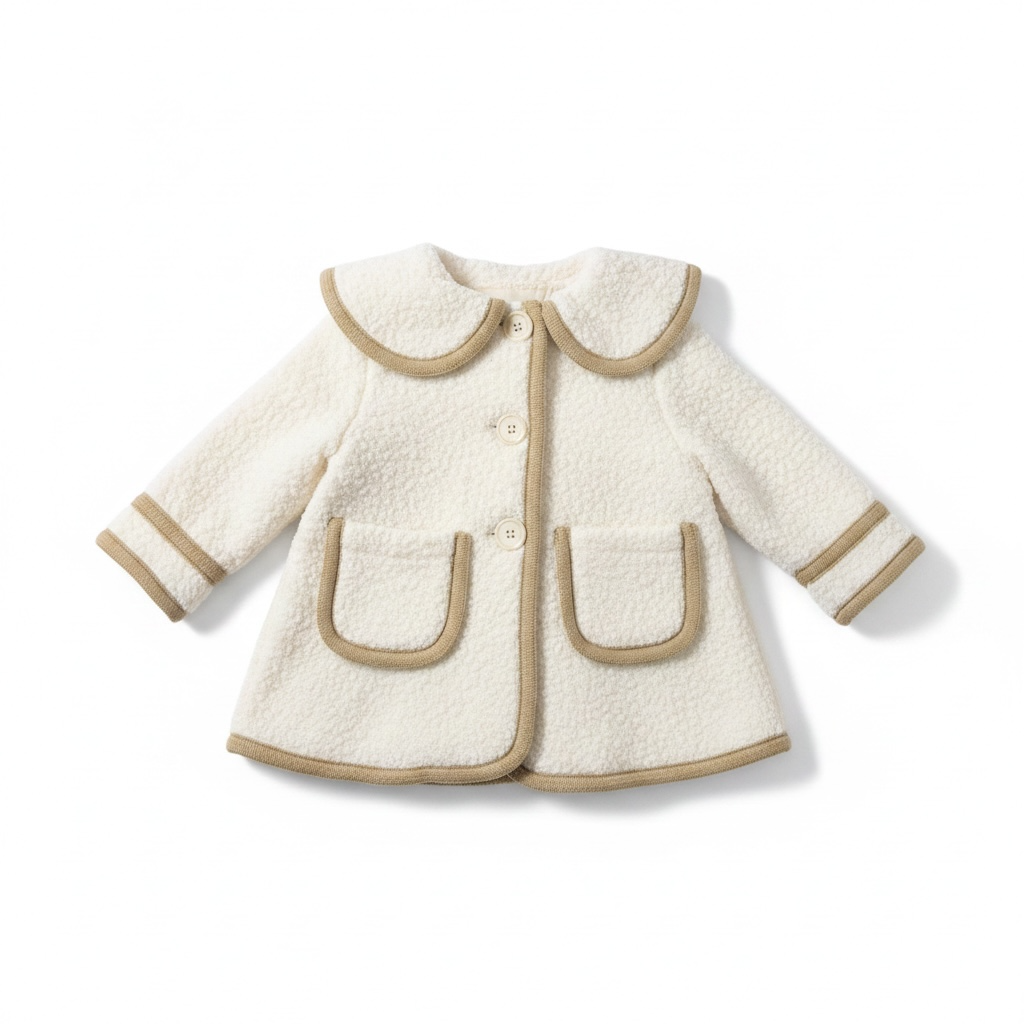 Ivory & Beige Trim Boucle Trim Coat