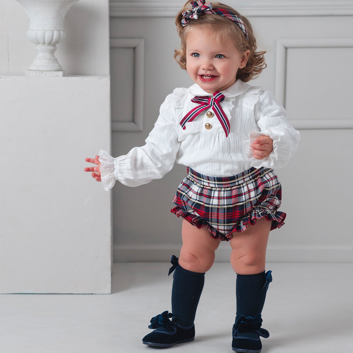 Tartan Blouse & Bloomer Set