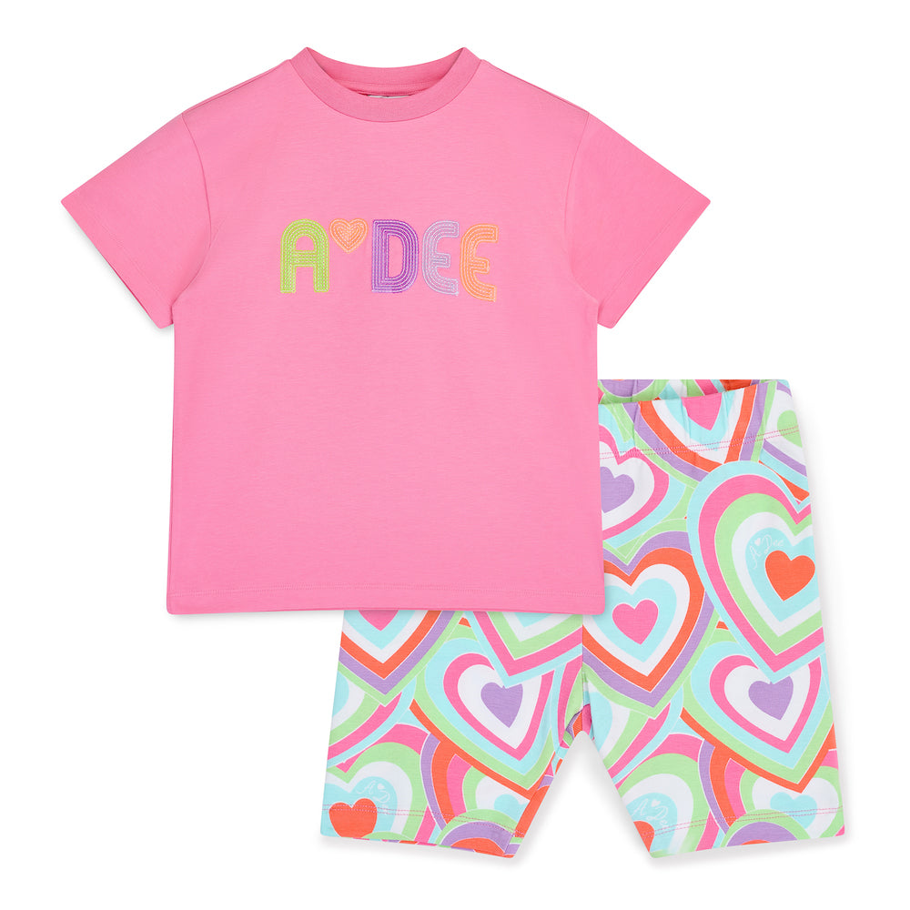 Pop Heart Pink Cycling Short Set