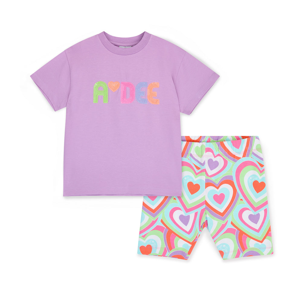 Pop Heart Violet Cycling Short Set