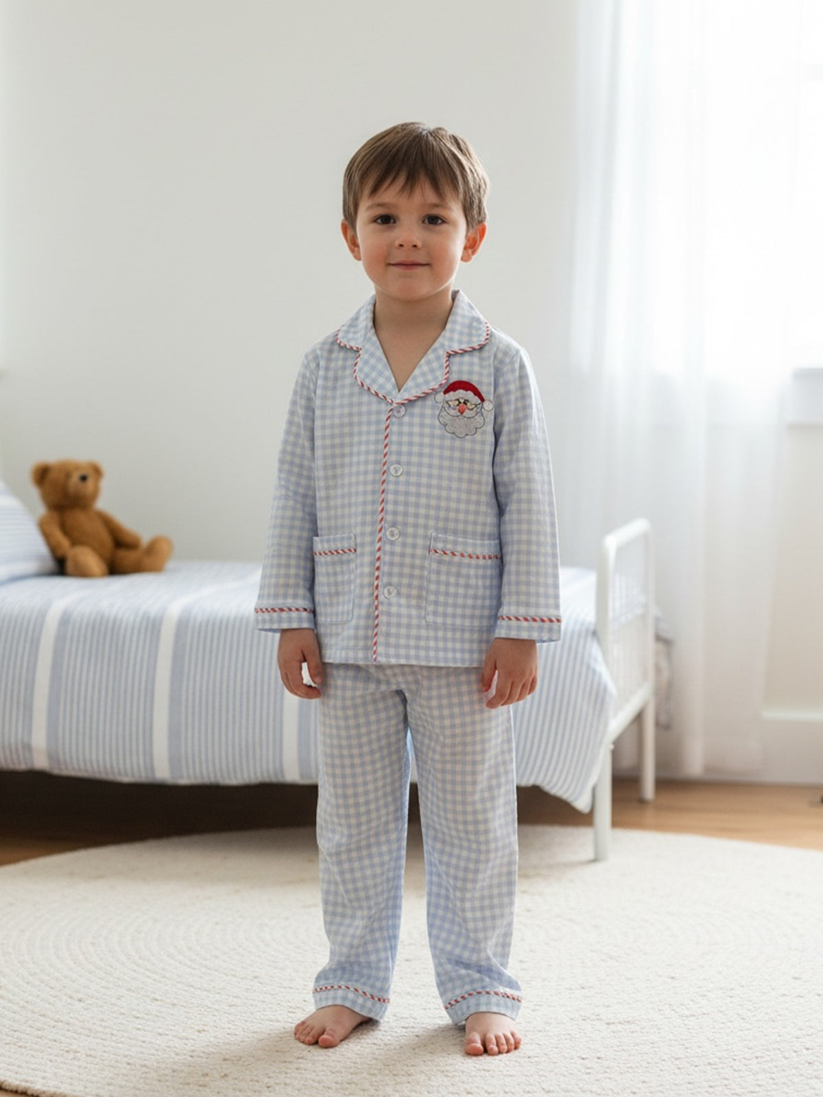 Blue Christmas Santa Pyjamas