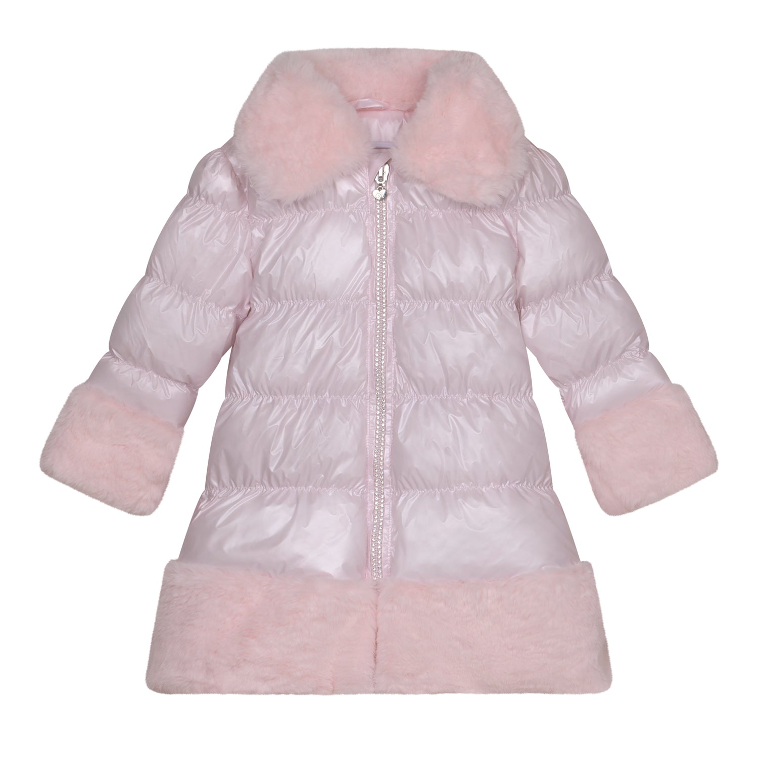 Shimmer Pink Fur Trim Coat