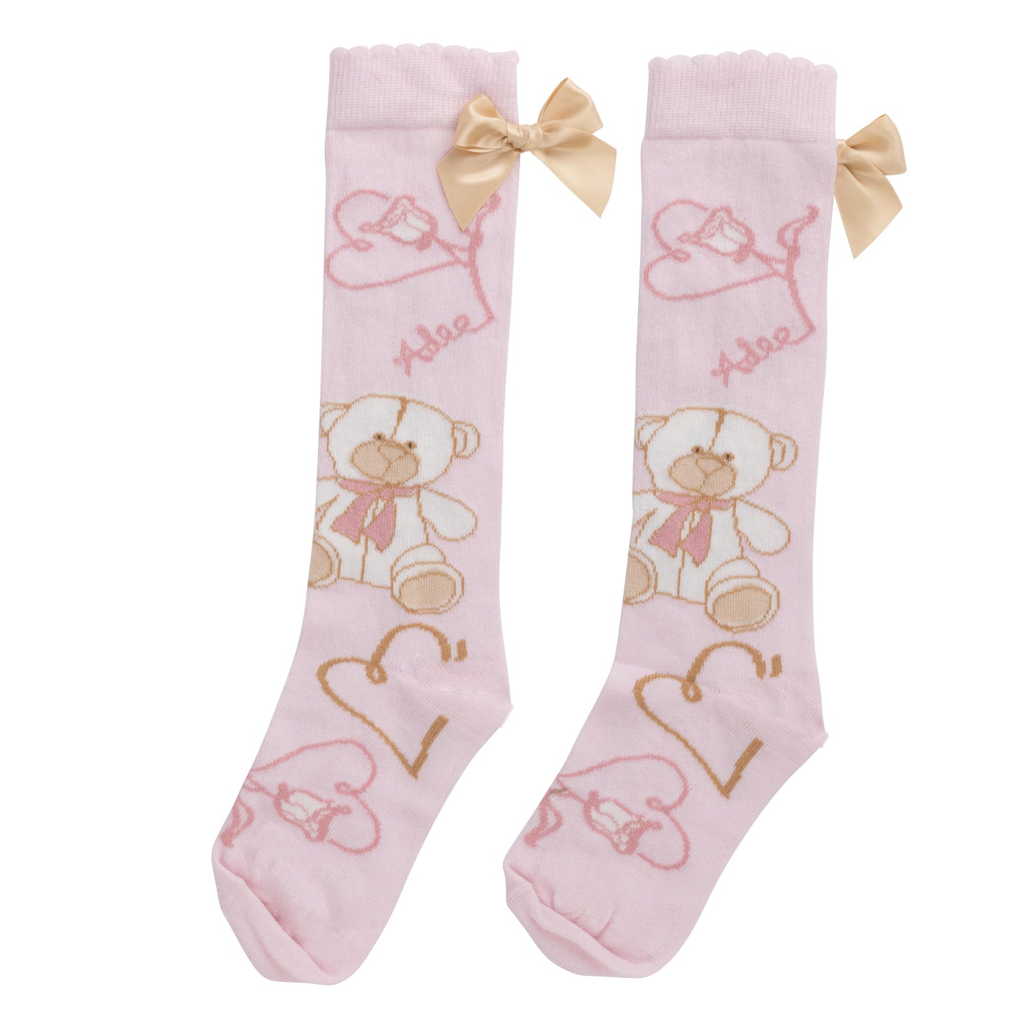 Teddy Print Knee High Socks