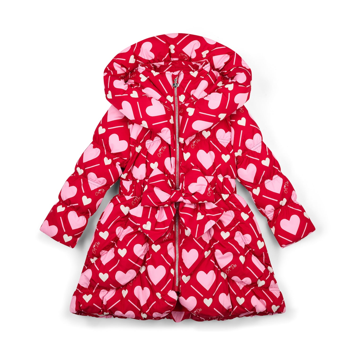 Heart Print Bow Coat