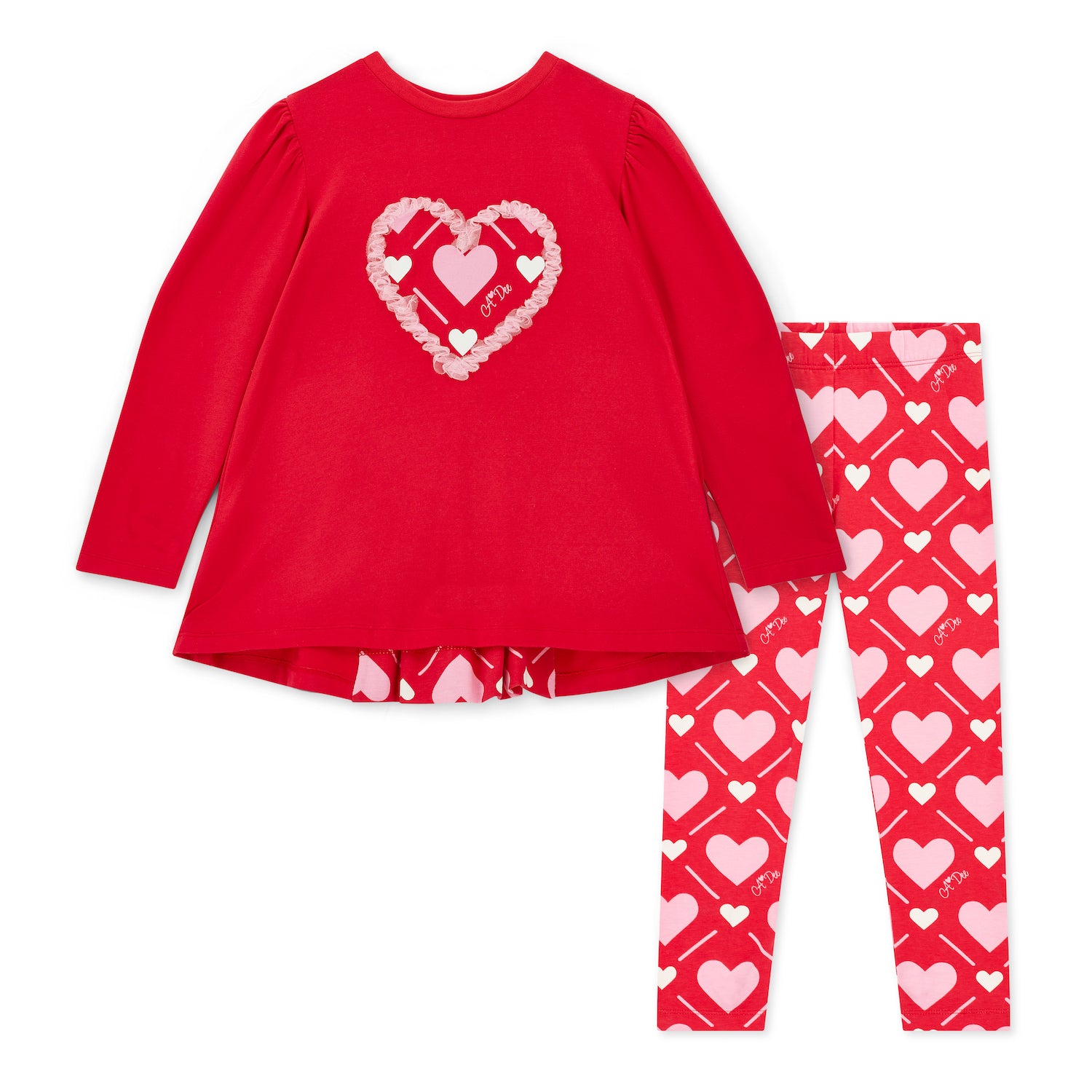 Red Heart Print Legging Set