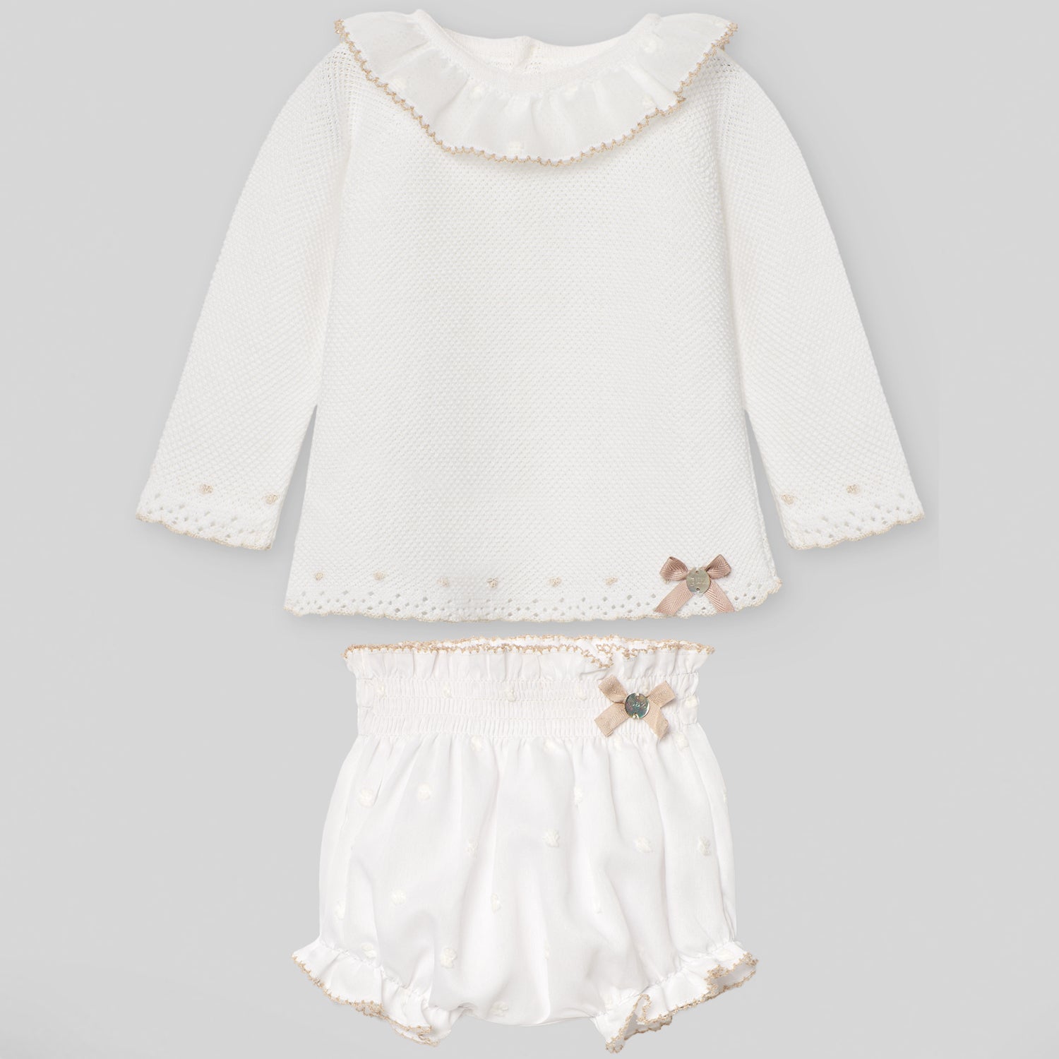 White & Beige Bloomer Set