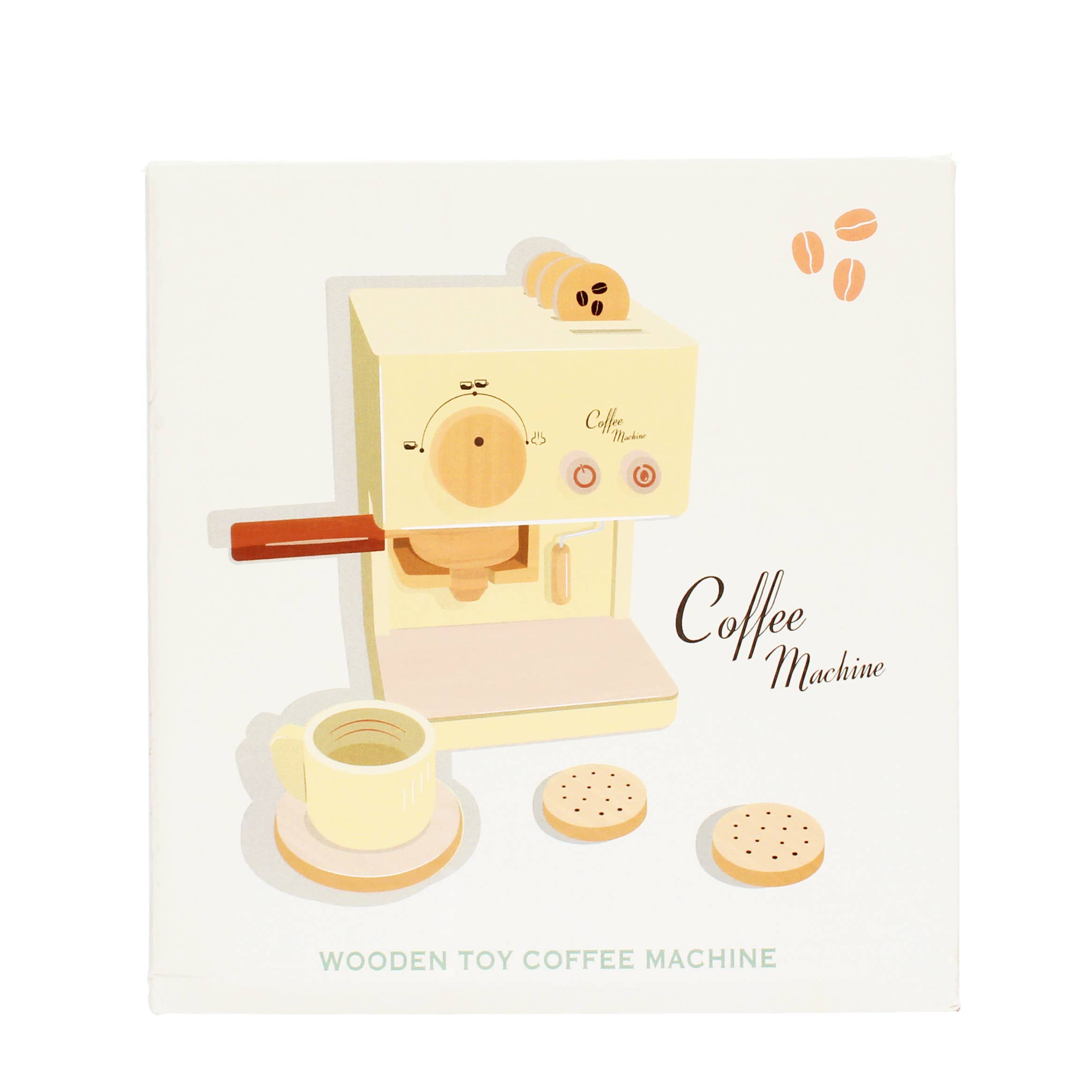 Wooden toy coffee machine playset