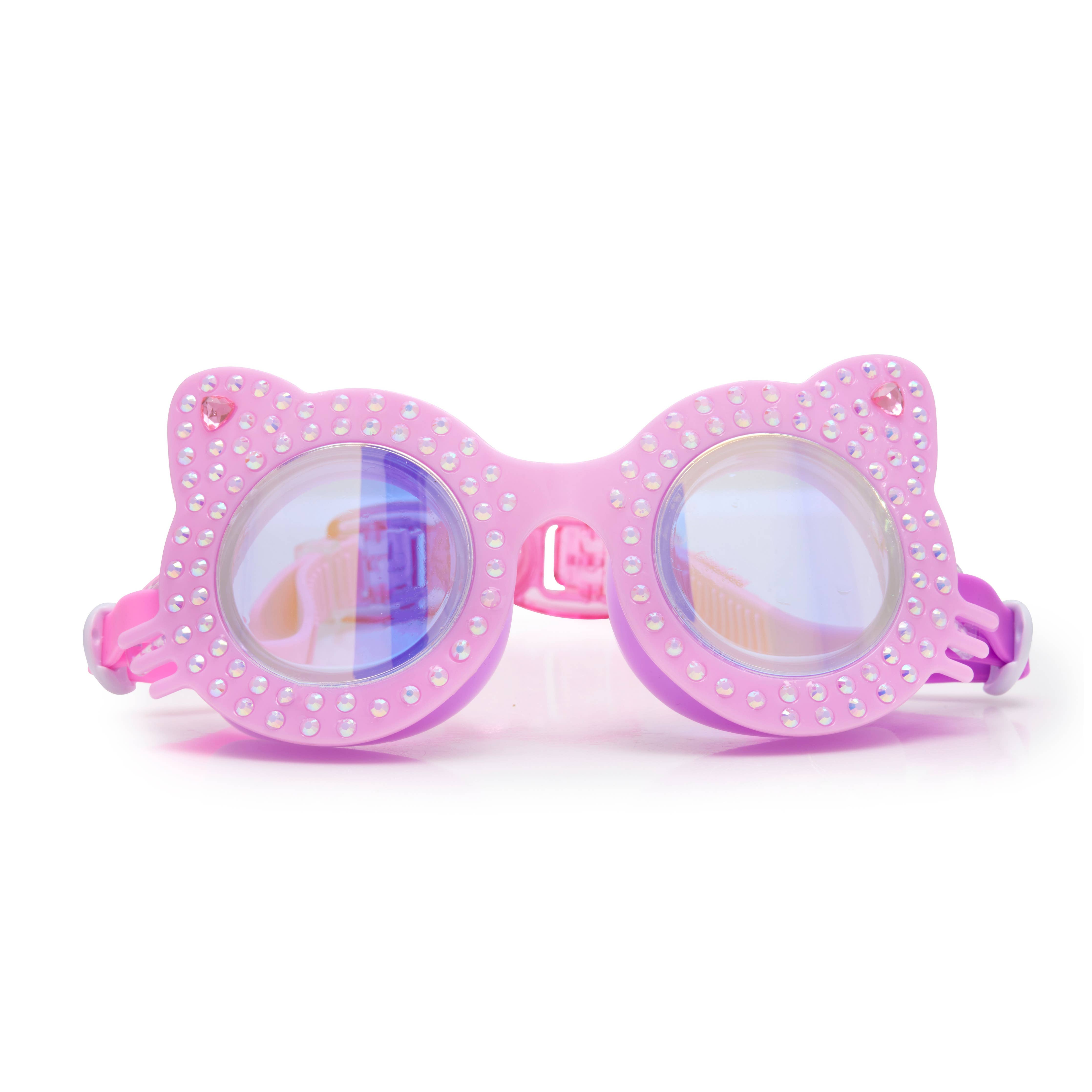 Bright Pink Kitten Frame Swimming Goggles
