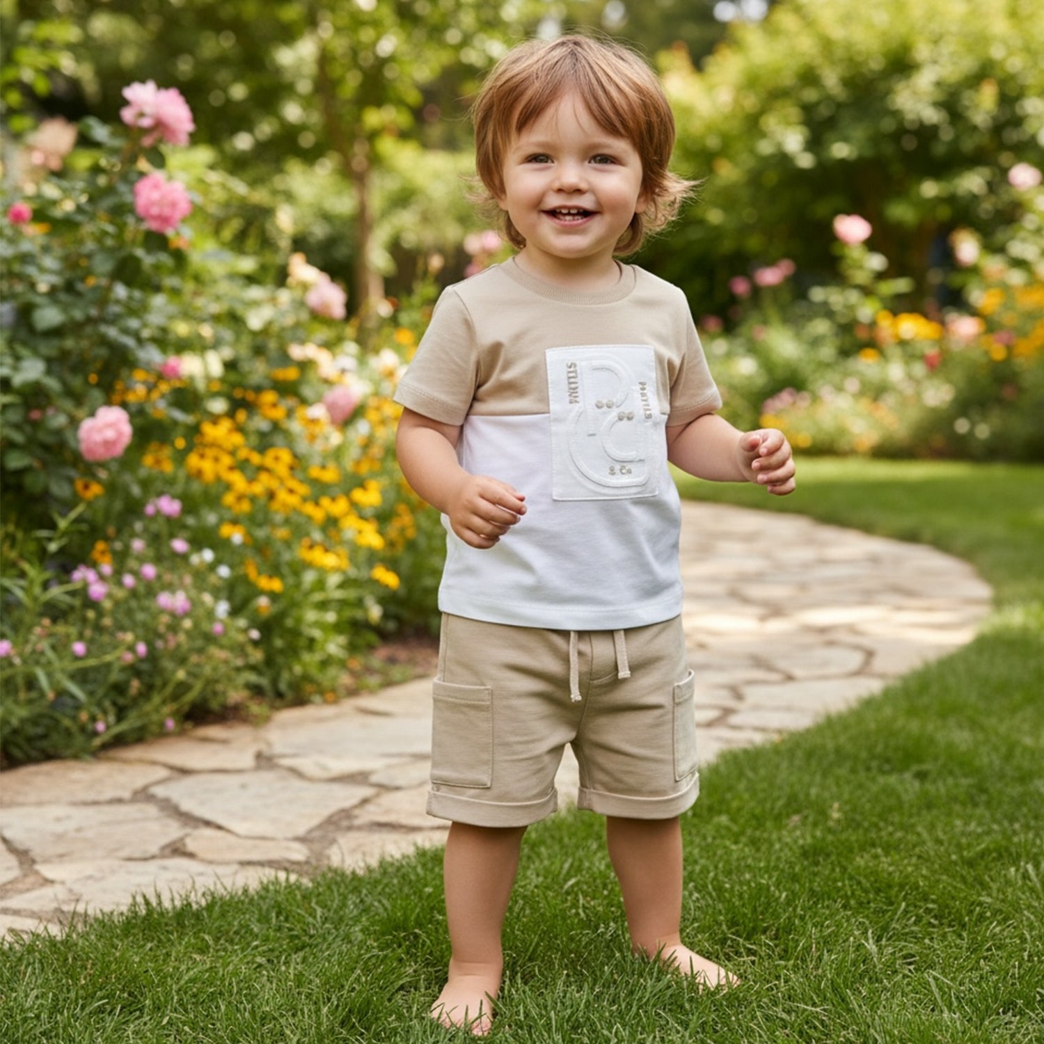 Beige T-Shirt & Short Set