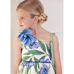 Blue Floral Linen Dress