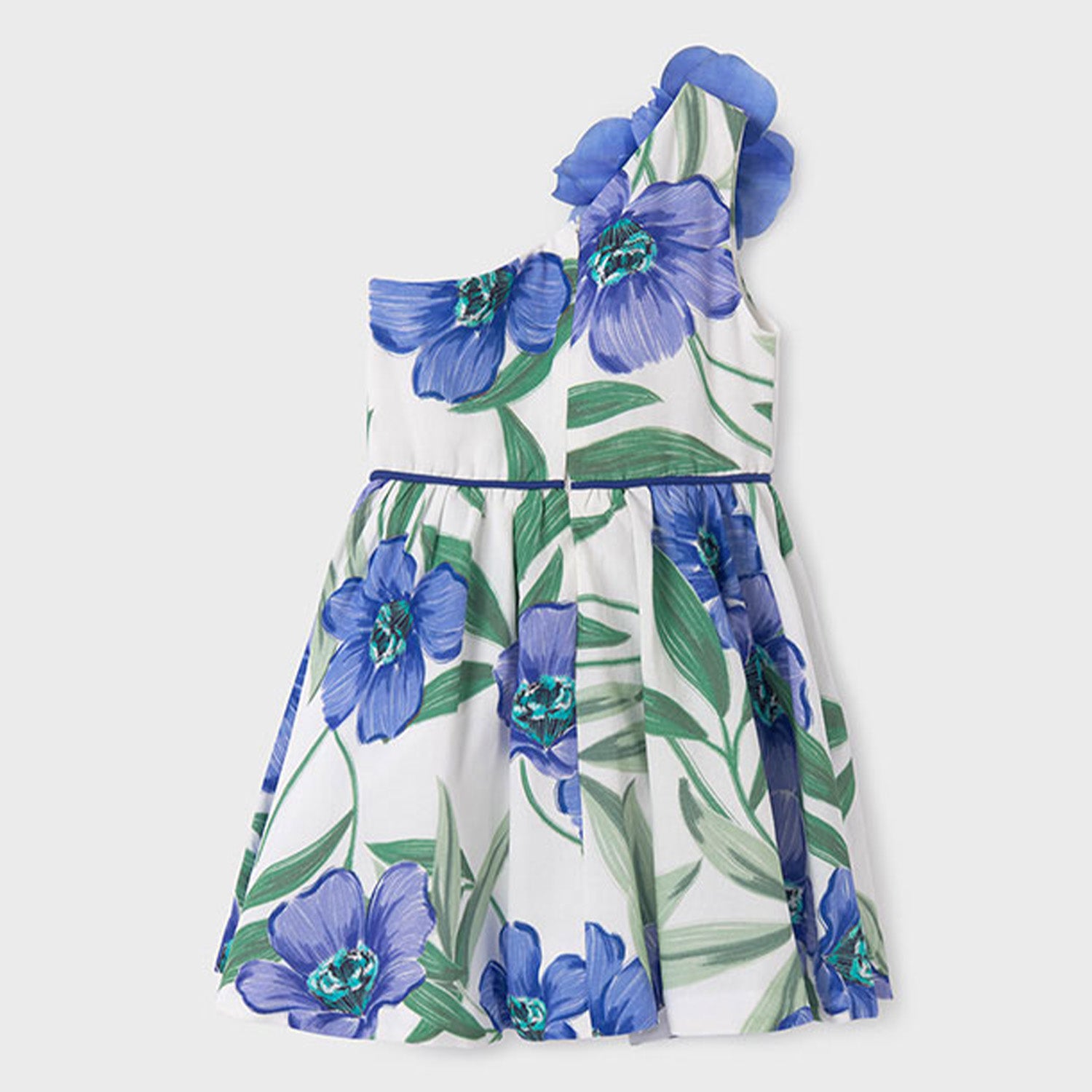 Blue Floral Linen Dress