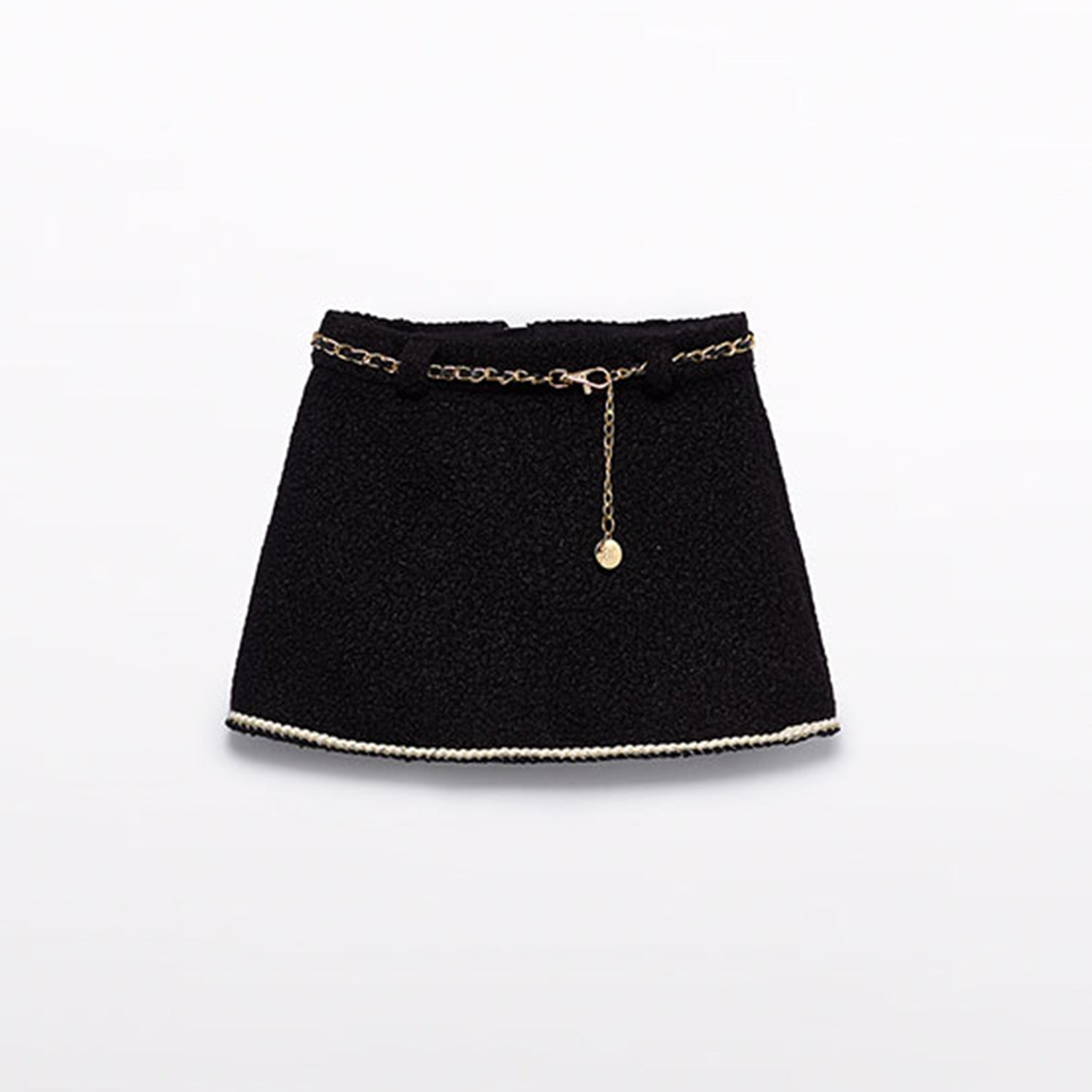 Black Wool Bouccle Skirt