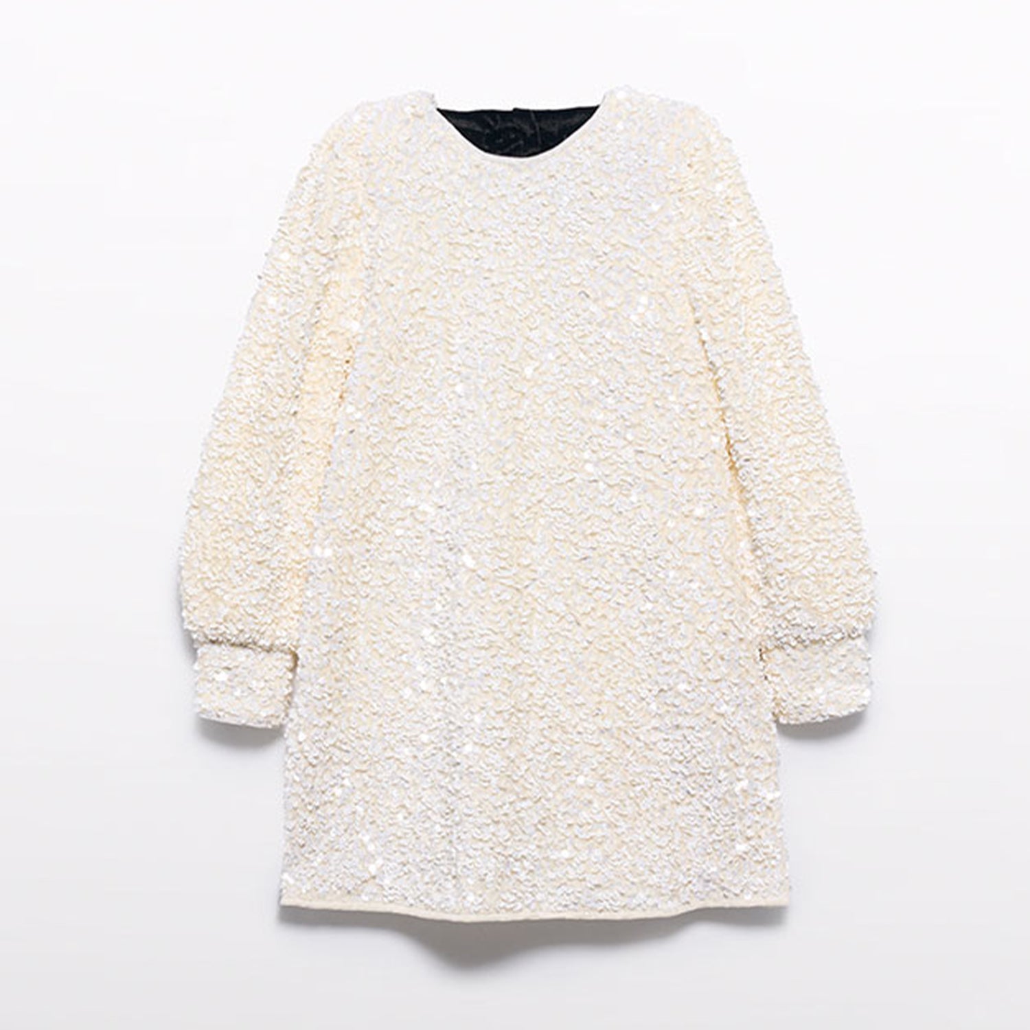 Cream Sequin Velvet Dress