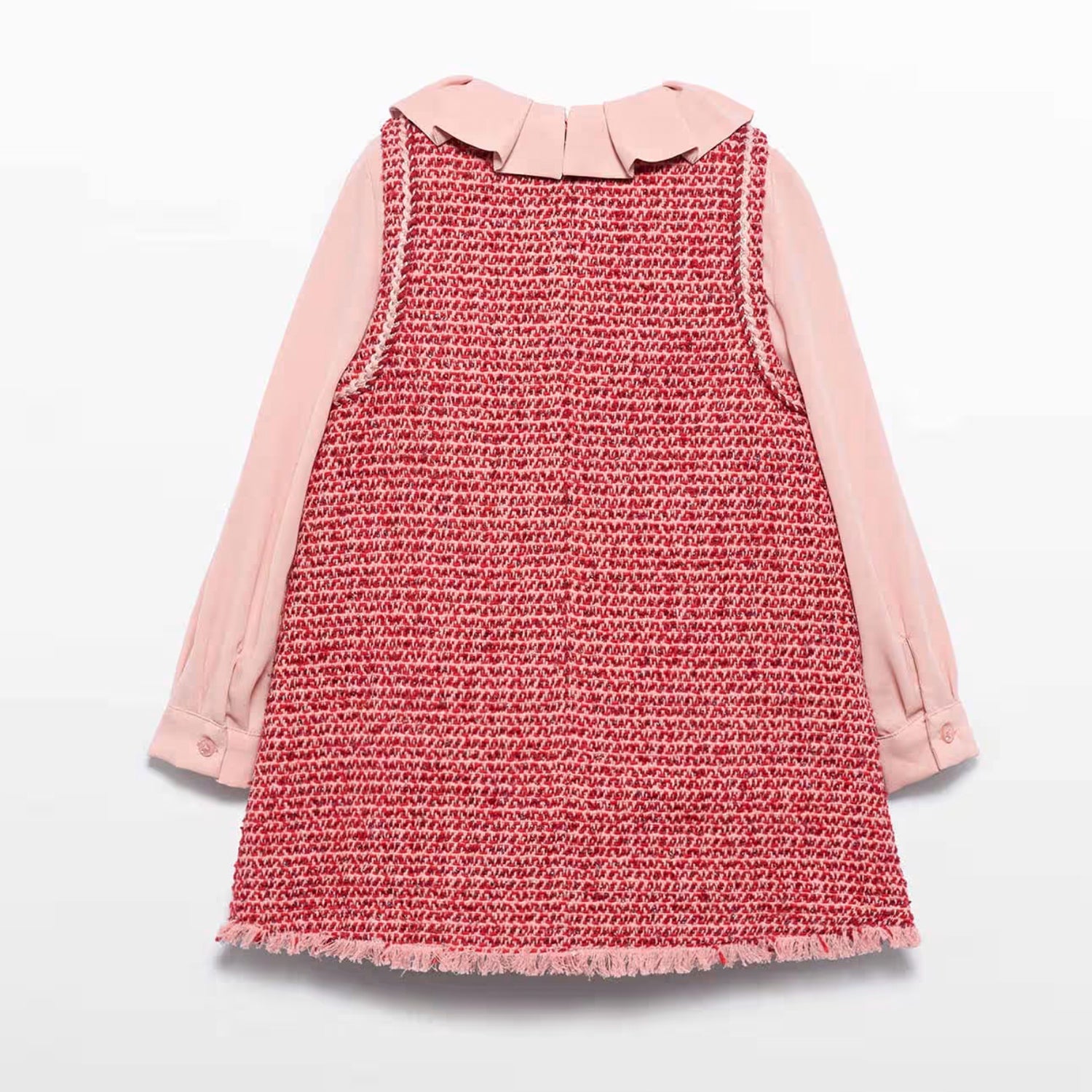 Pink & Red Tweed Dress