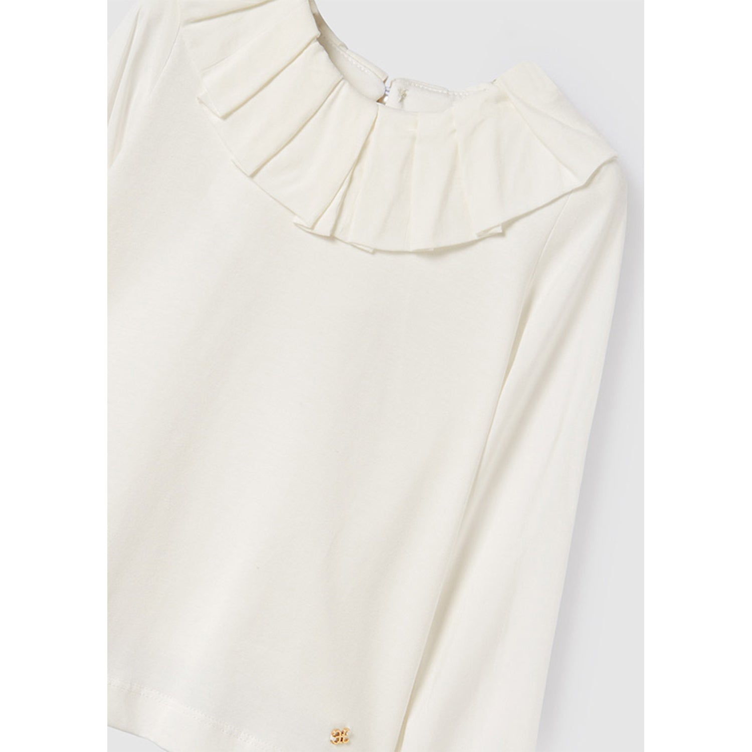 Ivory Long Sleeve T-Shirt Frill Collar