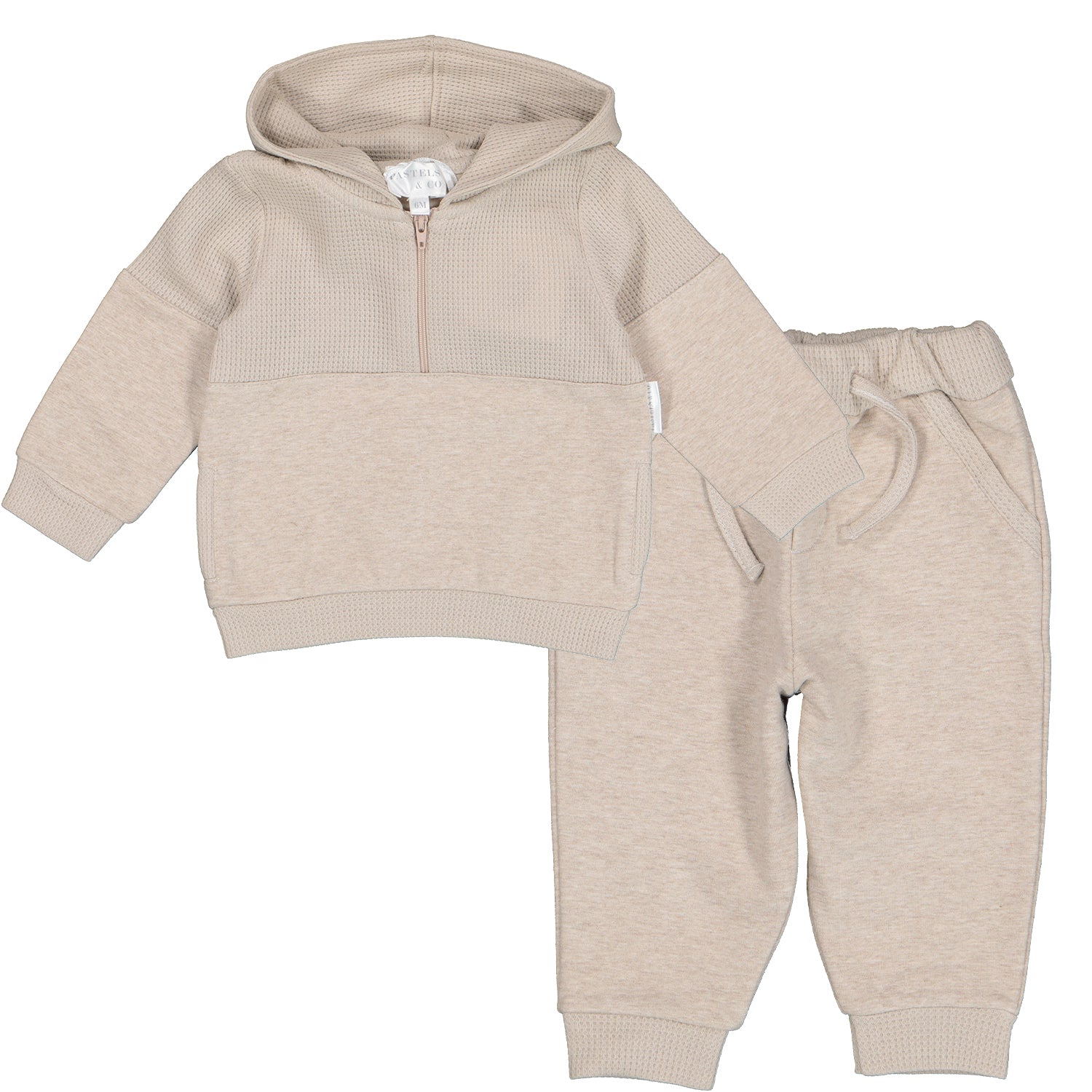 Beige Waffle Zip Tracksuit