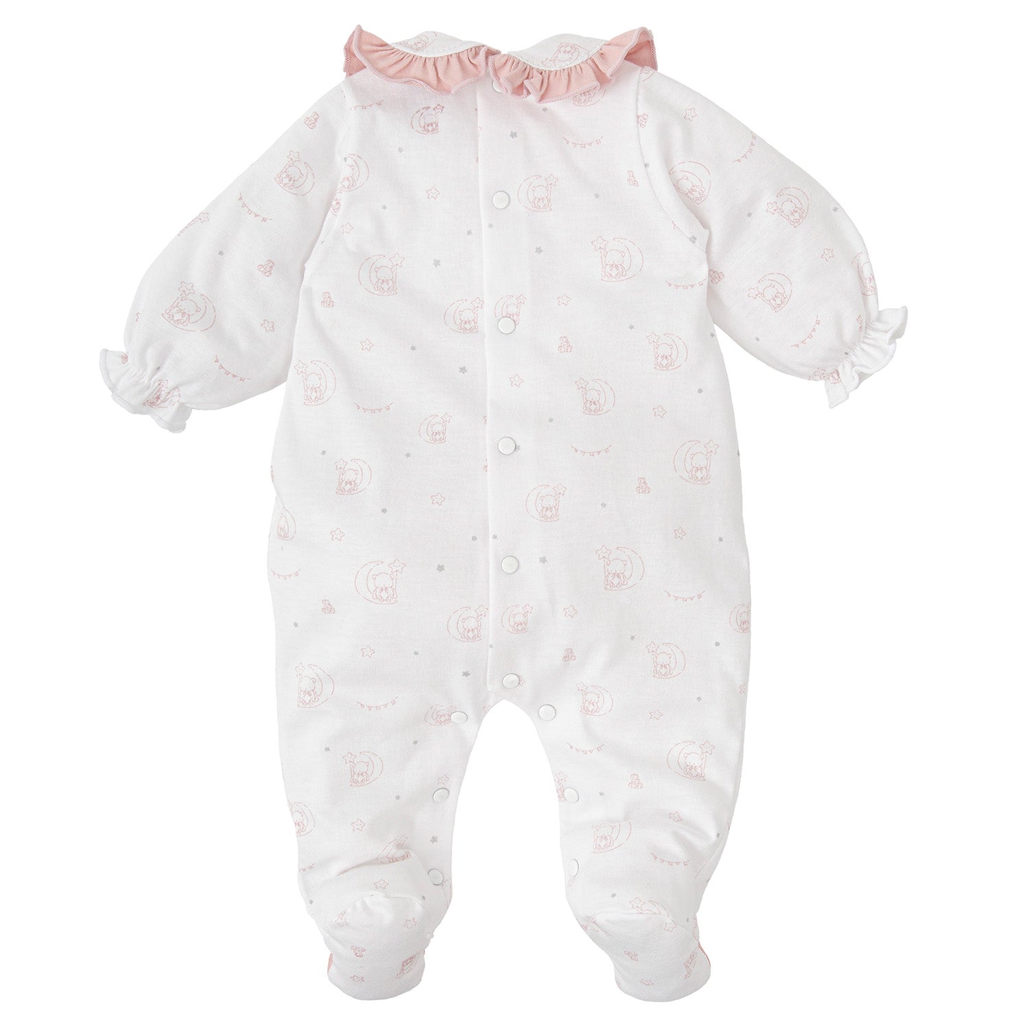 Pink Bear Frill Trim Babygrow