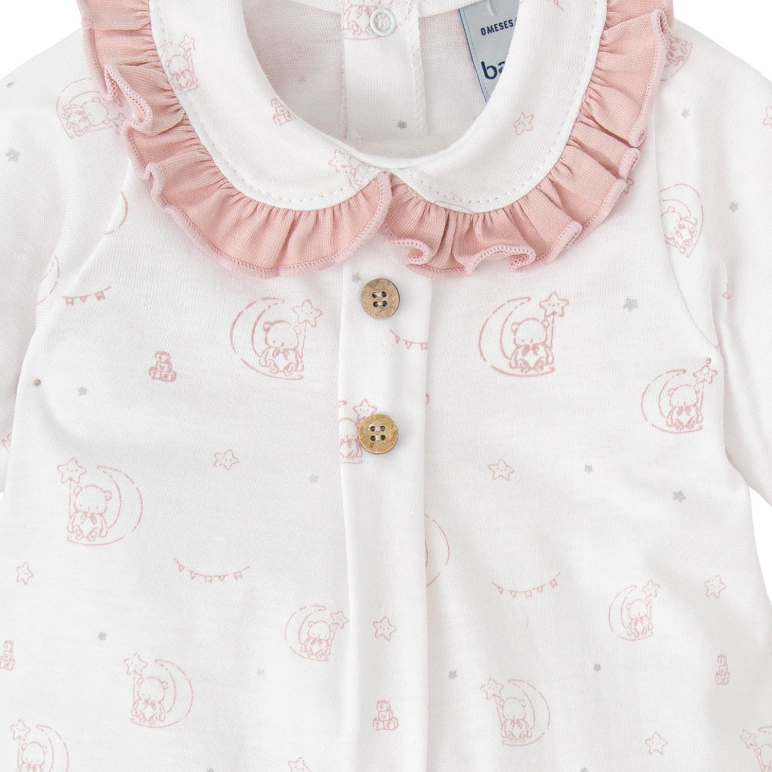 Pink Bear Frill Trim Babygrow