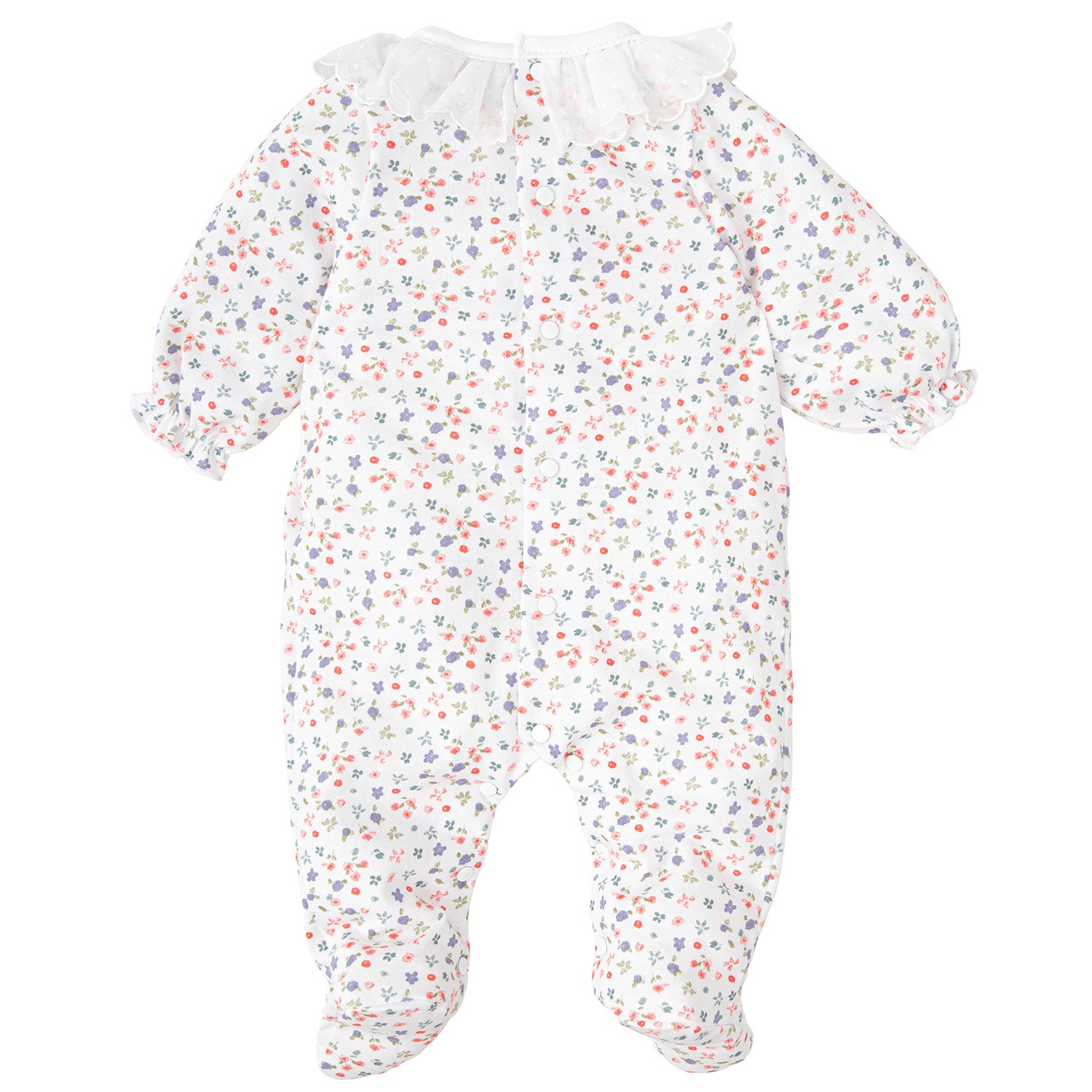 White Floral Print Babygrow