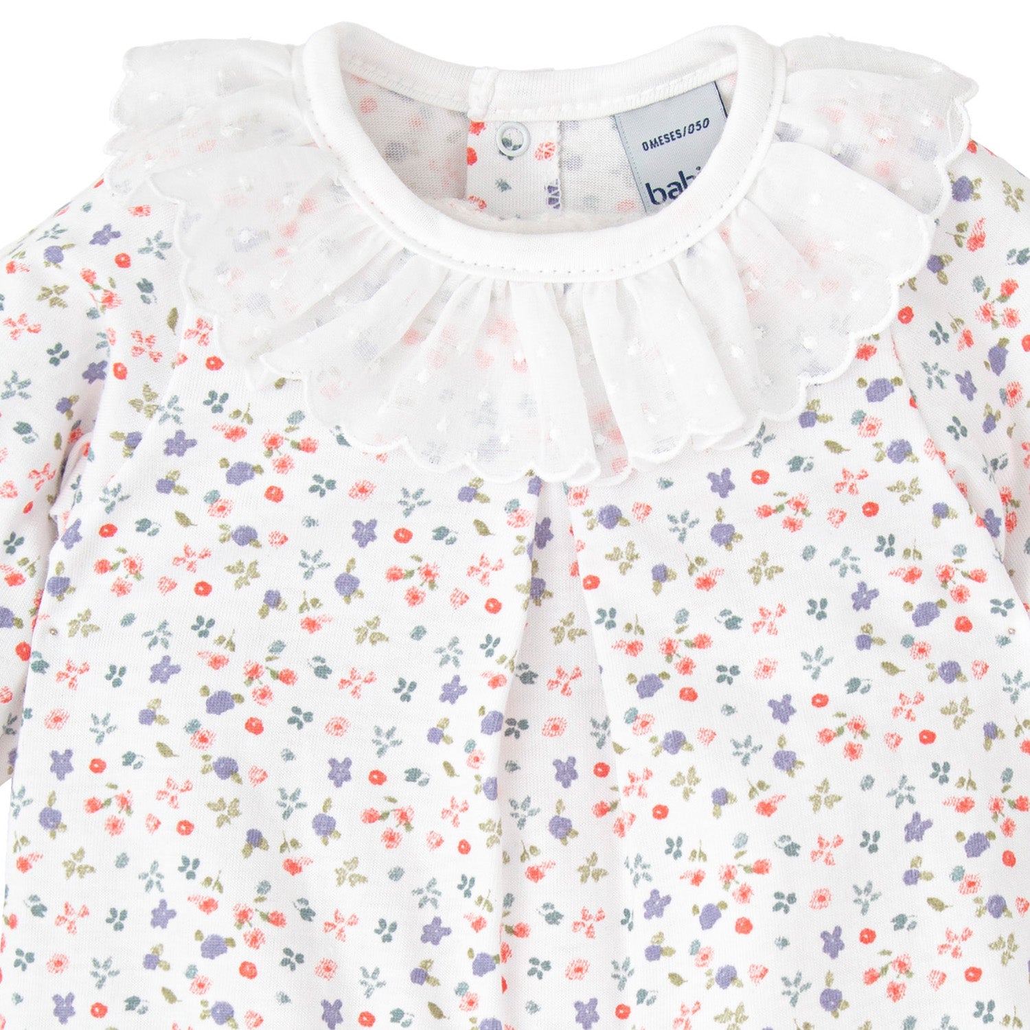 White Floral Print Babygrow