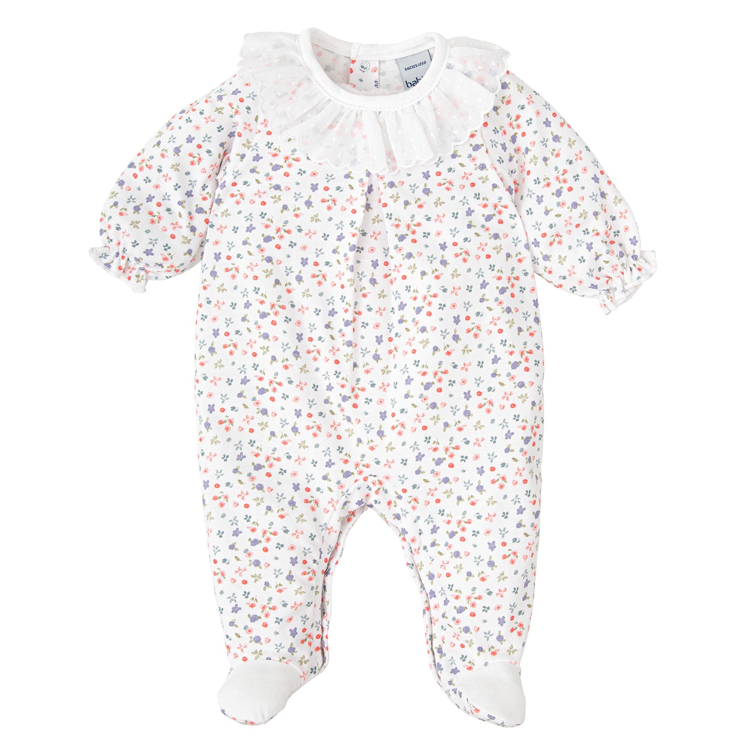 White Floral Print Babygrow