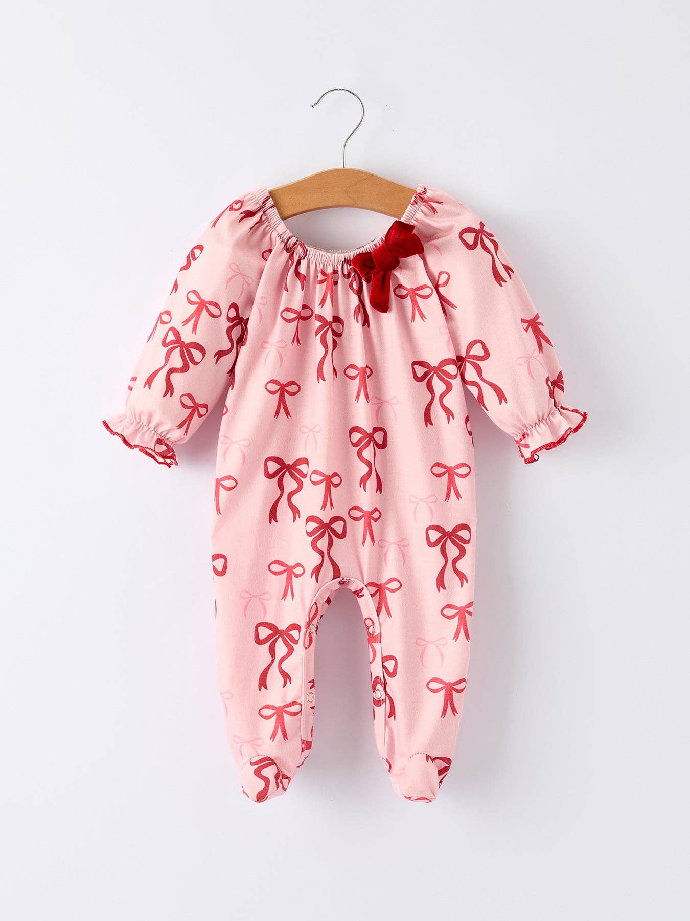 Christmas Bow Print Babygrow