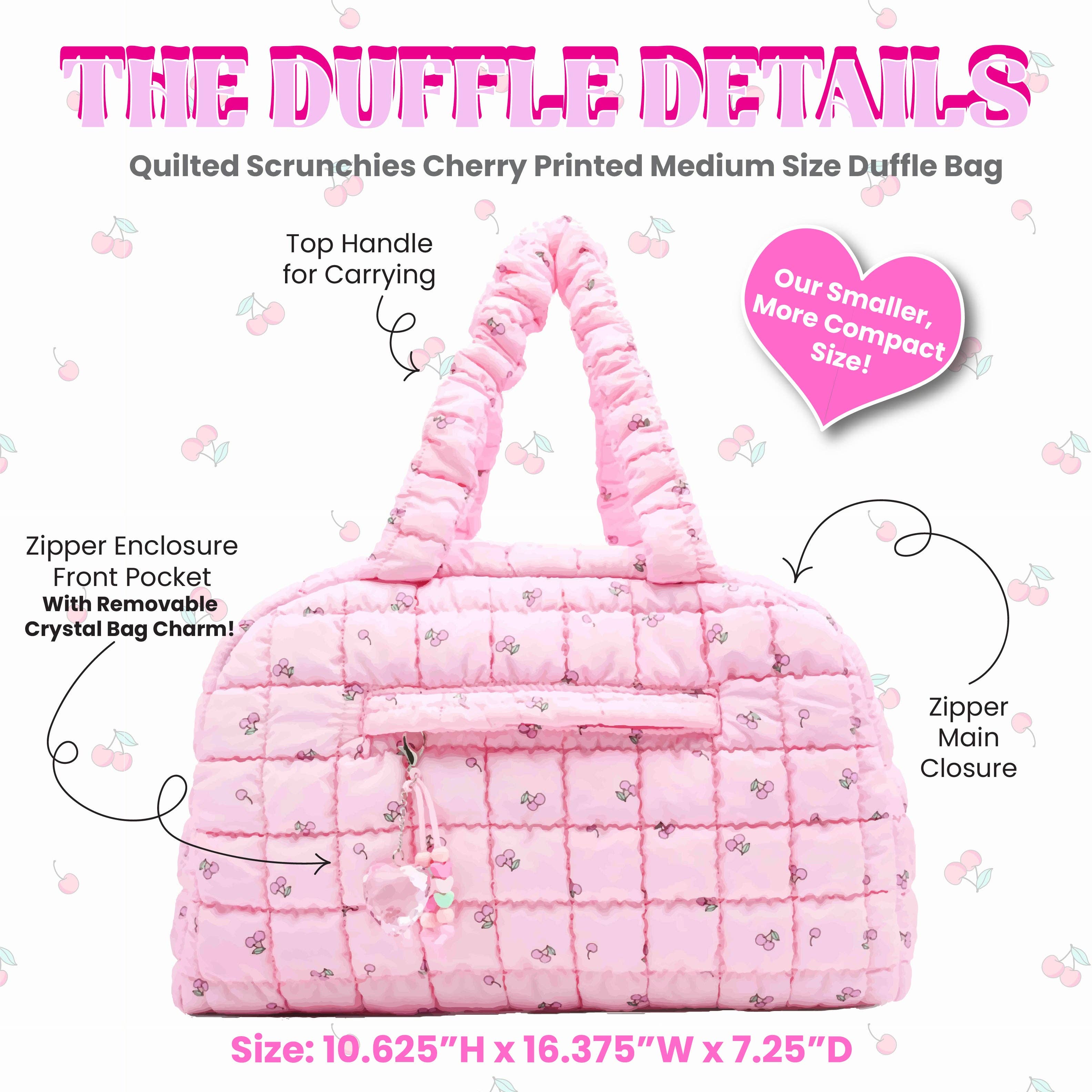 Quilted Scrunchies Cherry Printed Medium Duffle Bag