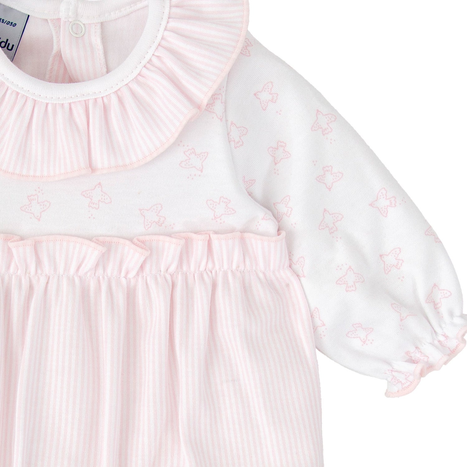 Pink Stripe Trim Babygrow