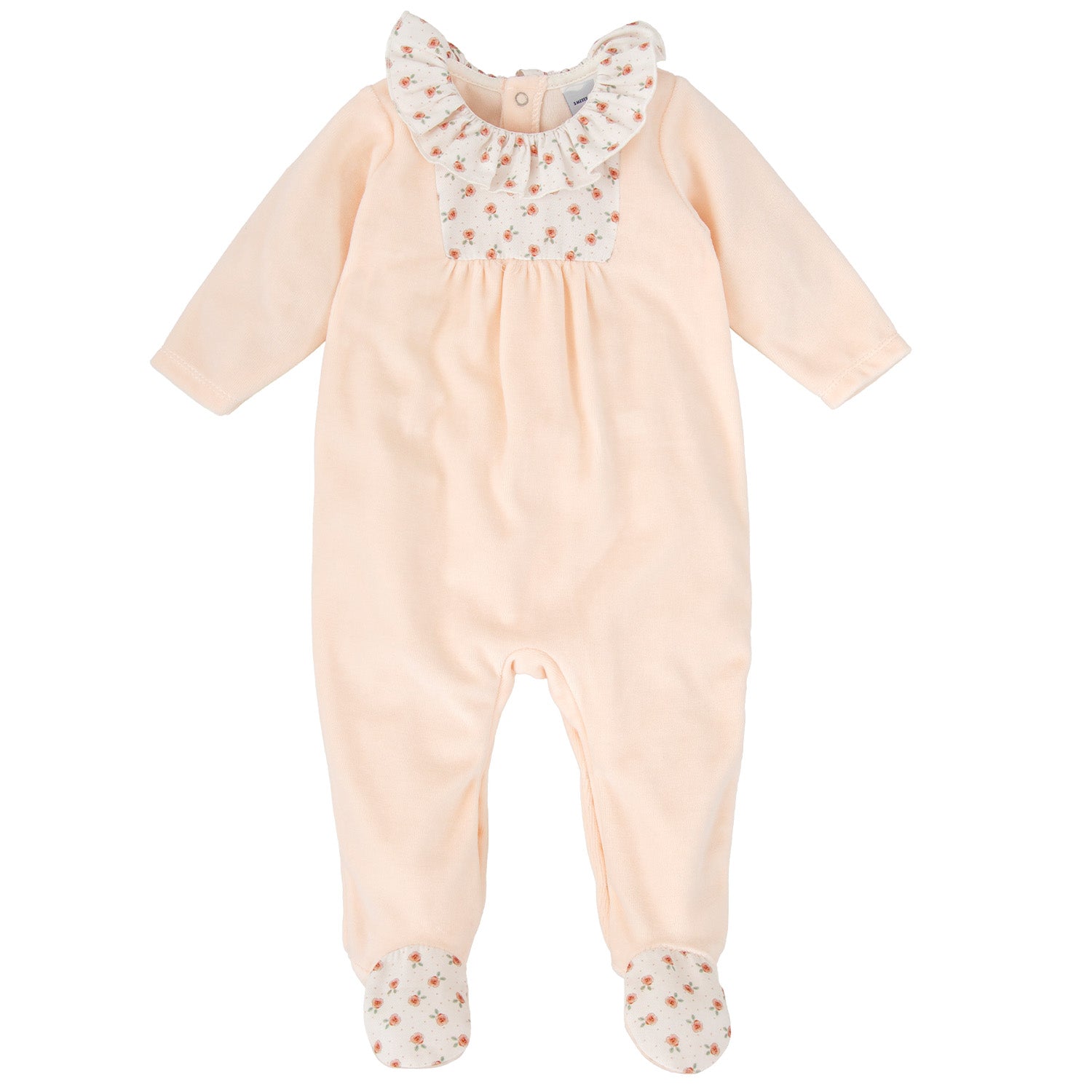 Peach Floral Trim Babygrow