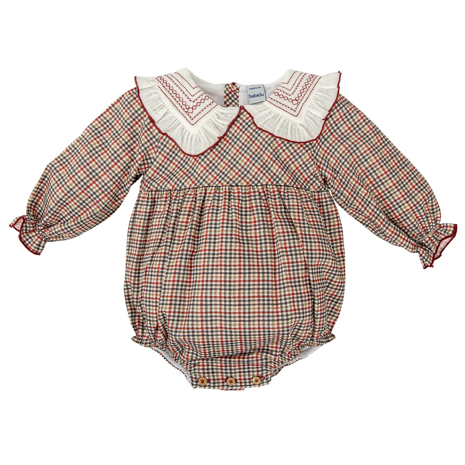 Girls Red Check Romper