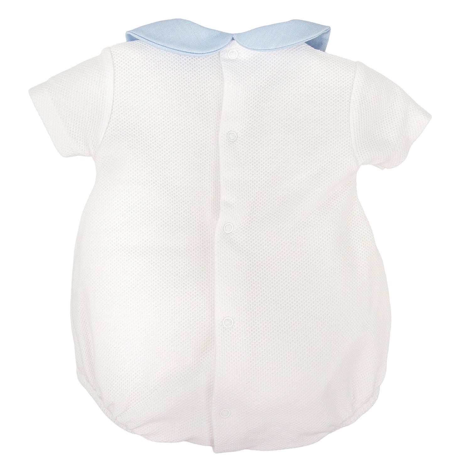 White & Blue Smocked Romper