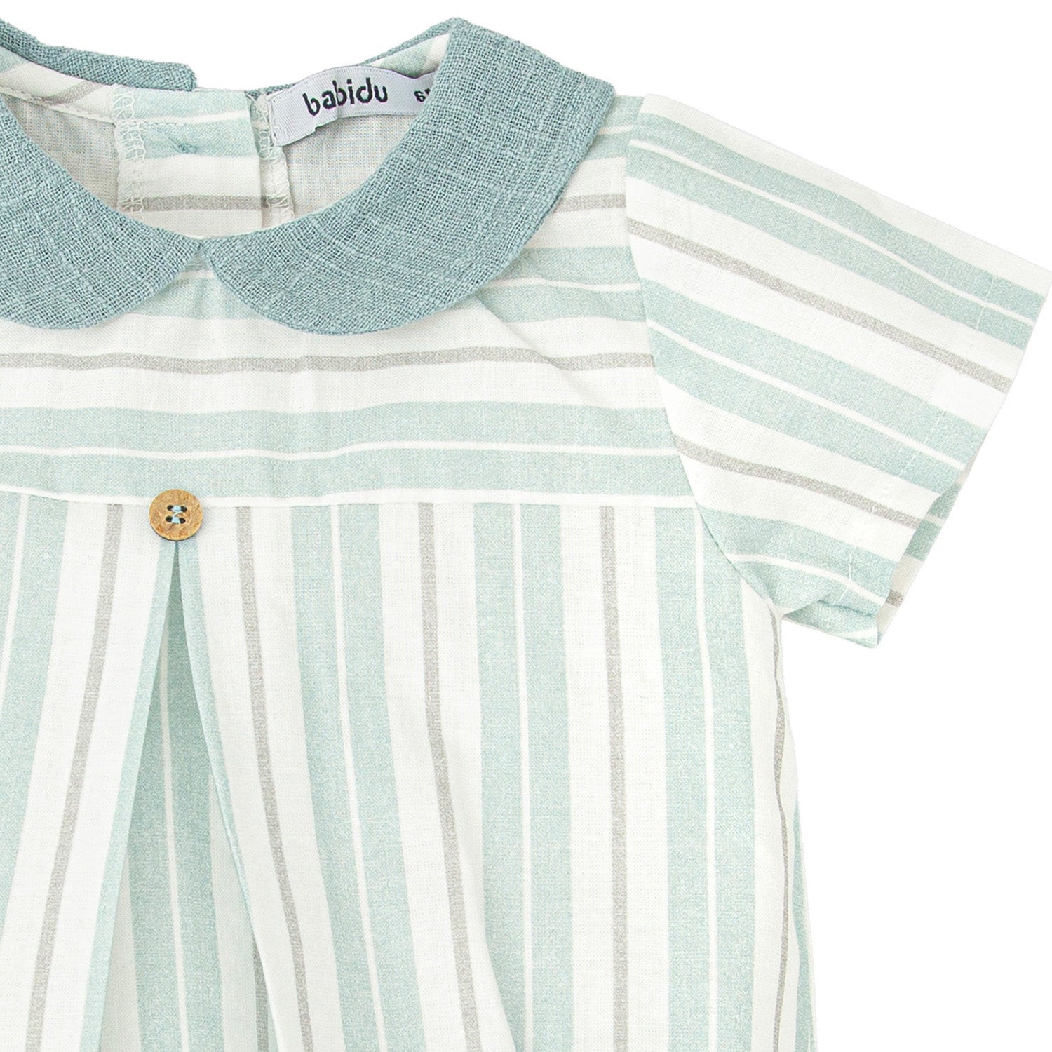 Sage Green Stripe Romper