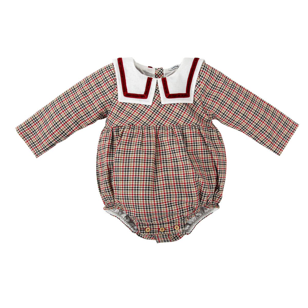 Boys Red Check Romper