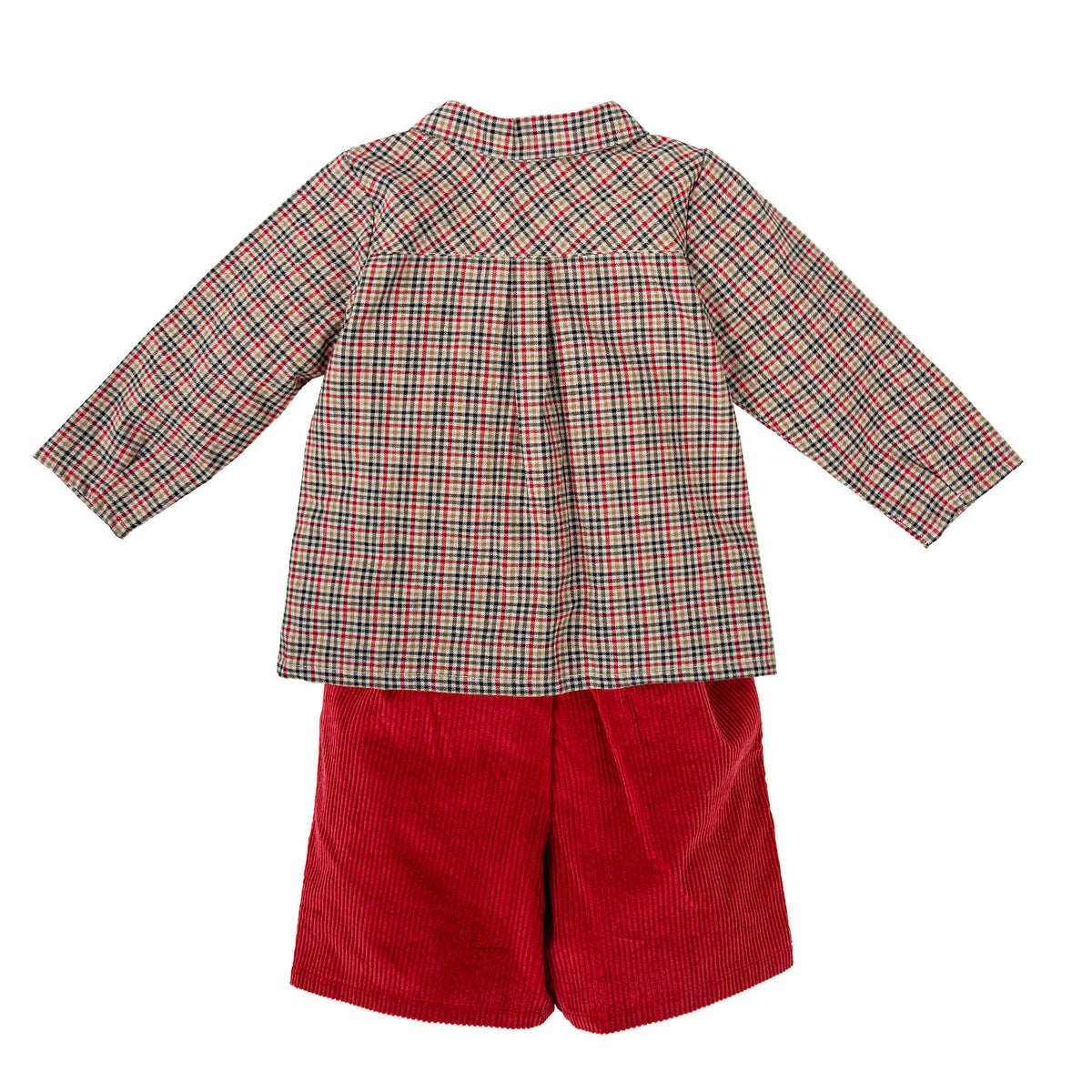 Boys Red Check Short Set