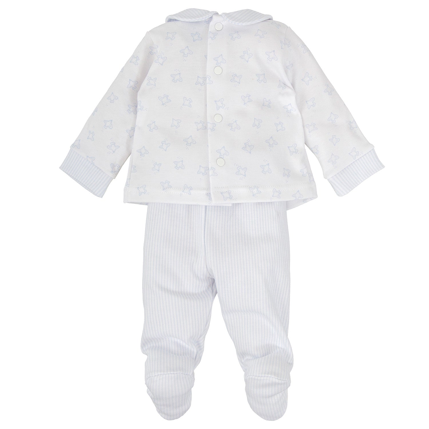 Pale Blue Stripe Trim Trouser Set