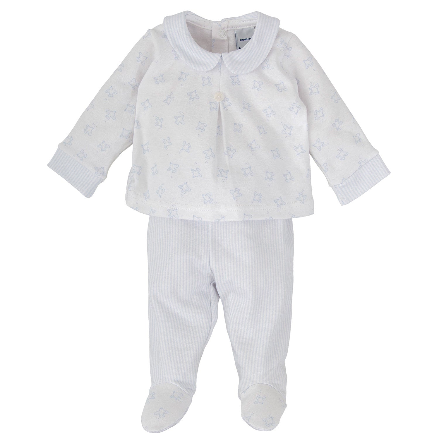 Pale Blue Stripe Trim Trouser Set