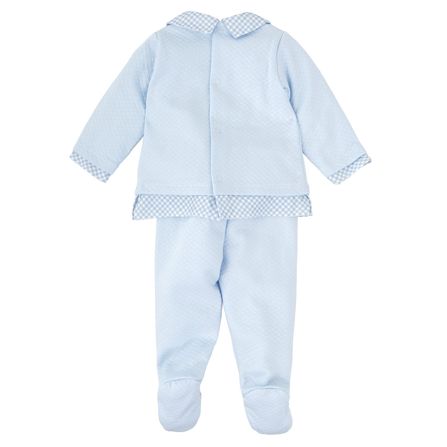 Blue Check Trim Trouser Set