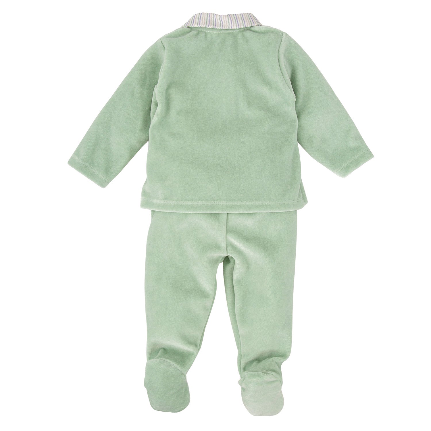 Green Velour Stripe Trim Set
