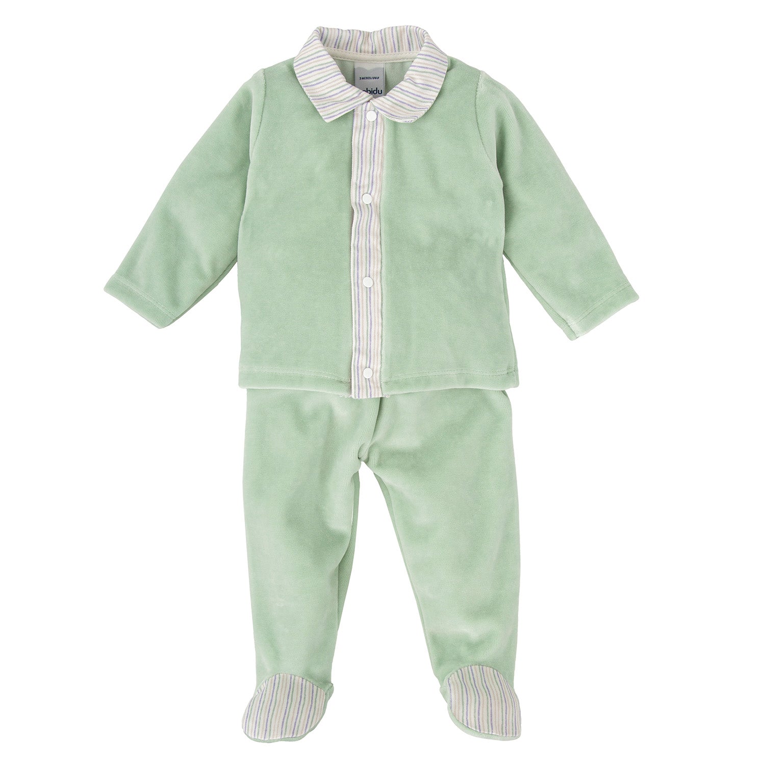 Green Velour Stripe Trim Set