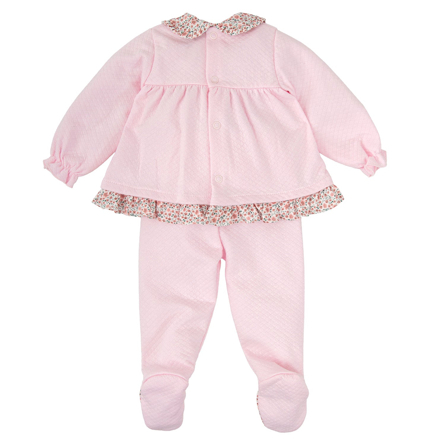 Pink Floral Trim Trouser Set