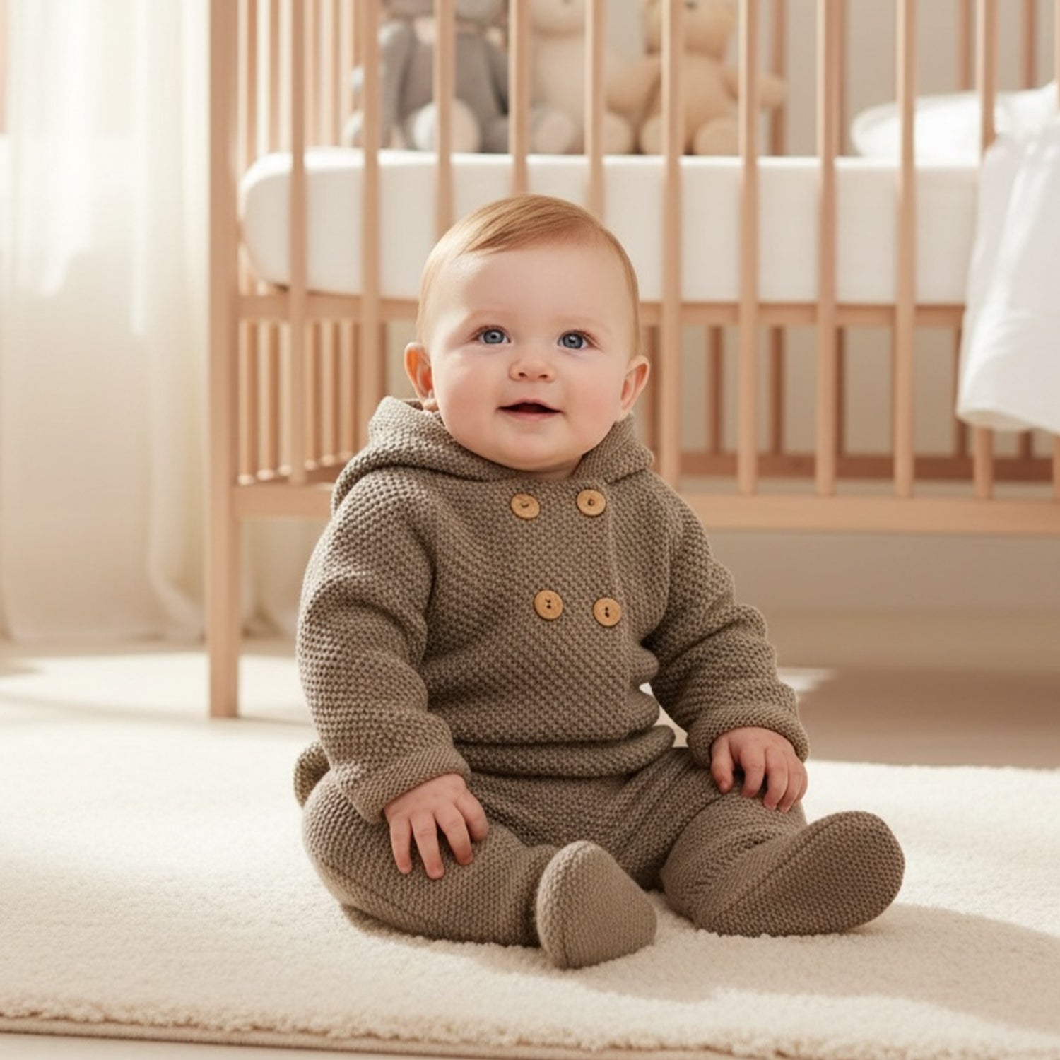 Brown Knitted Hooded Set