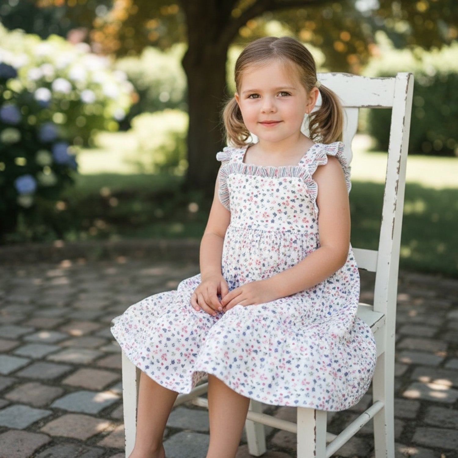 White Floral Tiered Dress