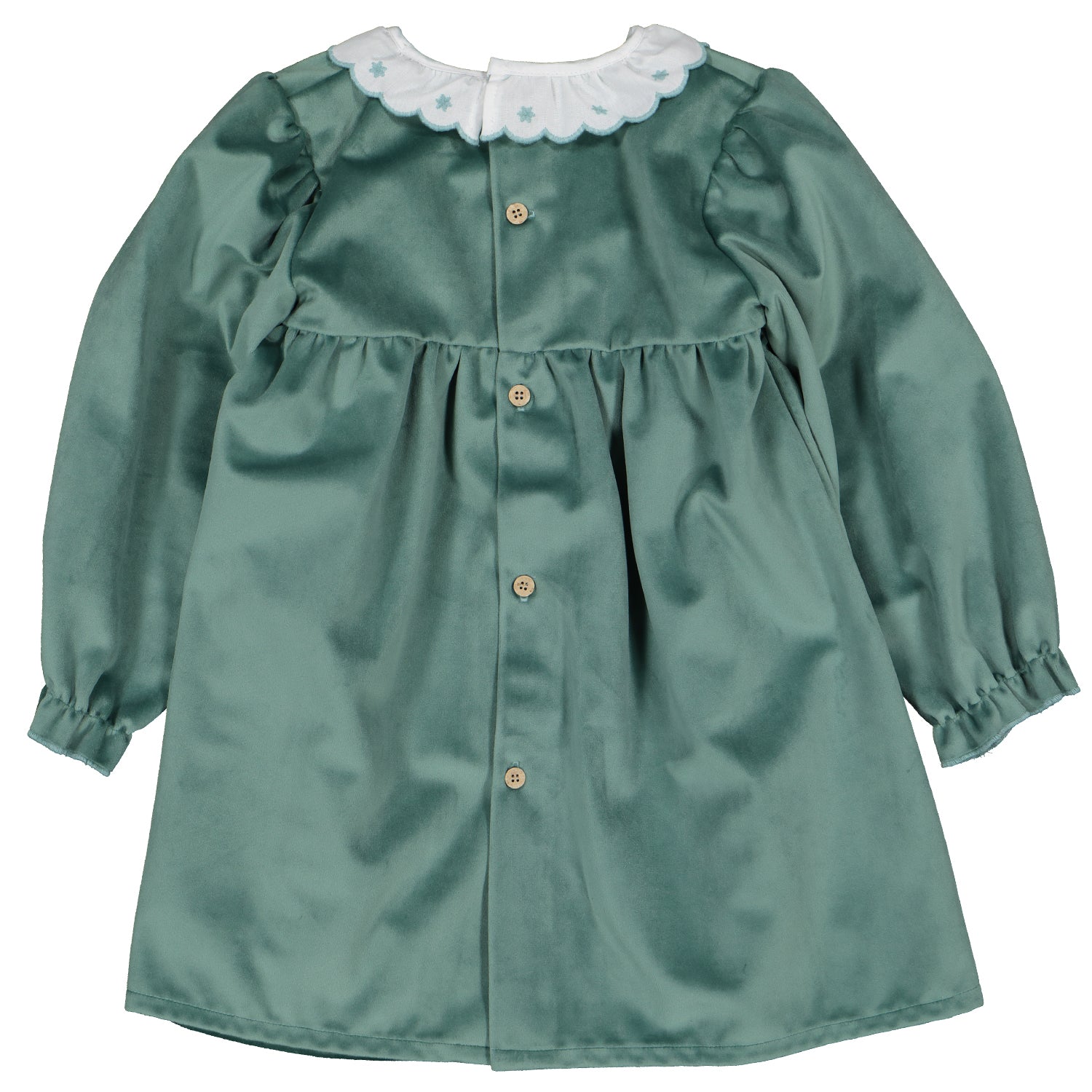 Green Velvet Smocked Dress