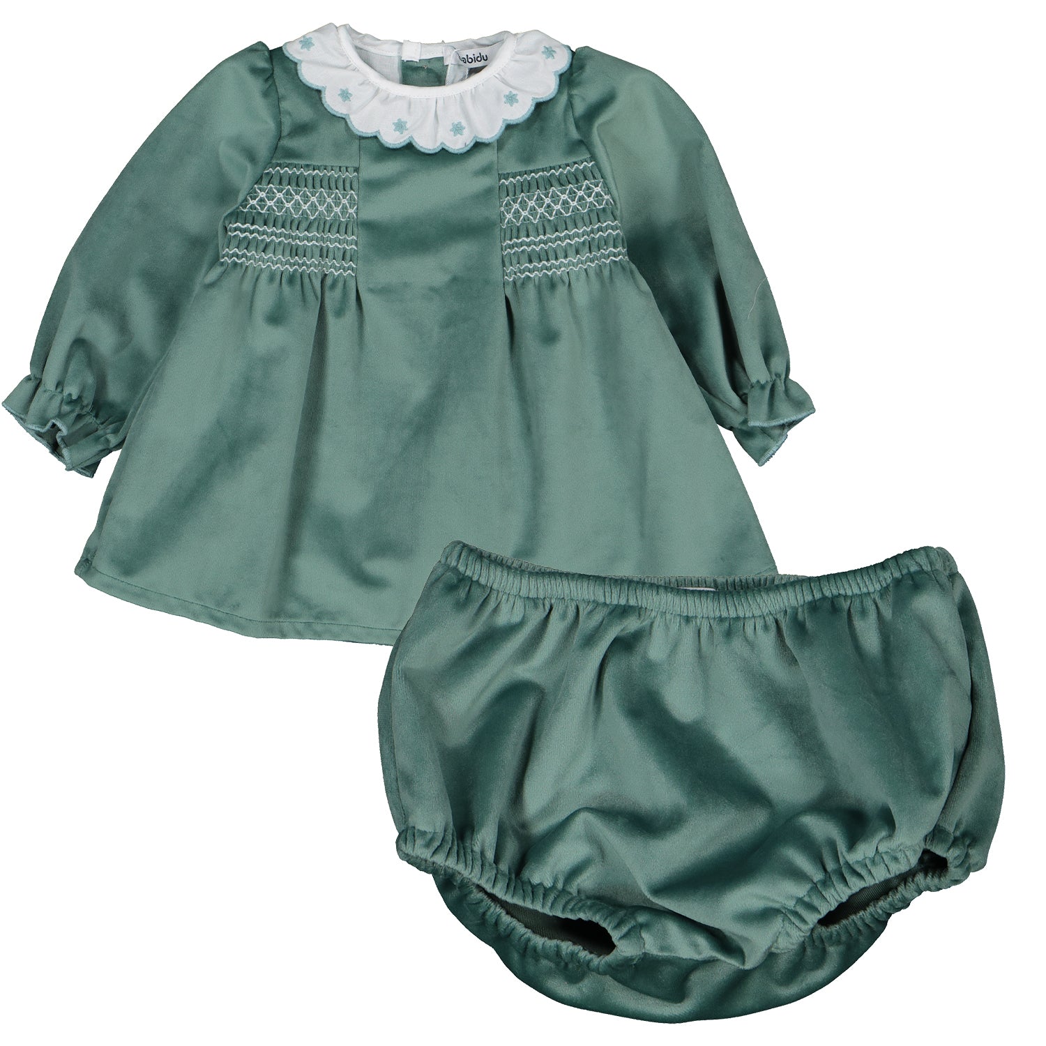 Green Velvet Dress & Bloomers