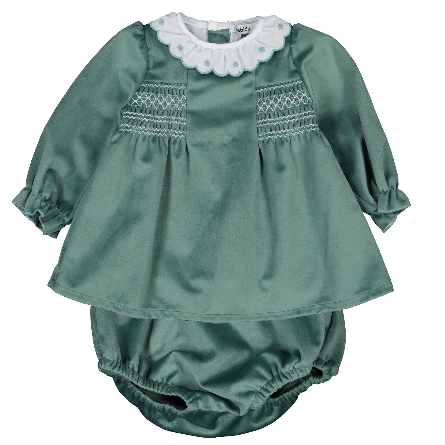 Green Velvet Dress & Bloomers