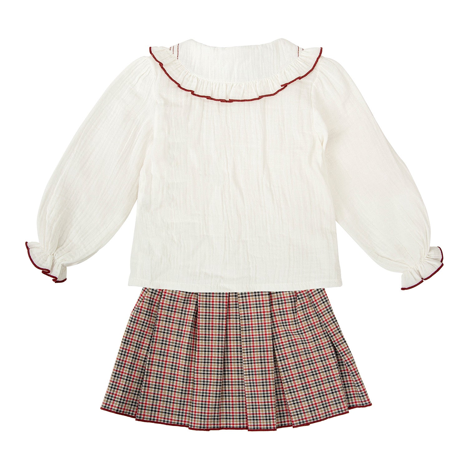 Red Check Skirt Set