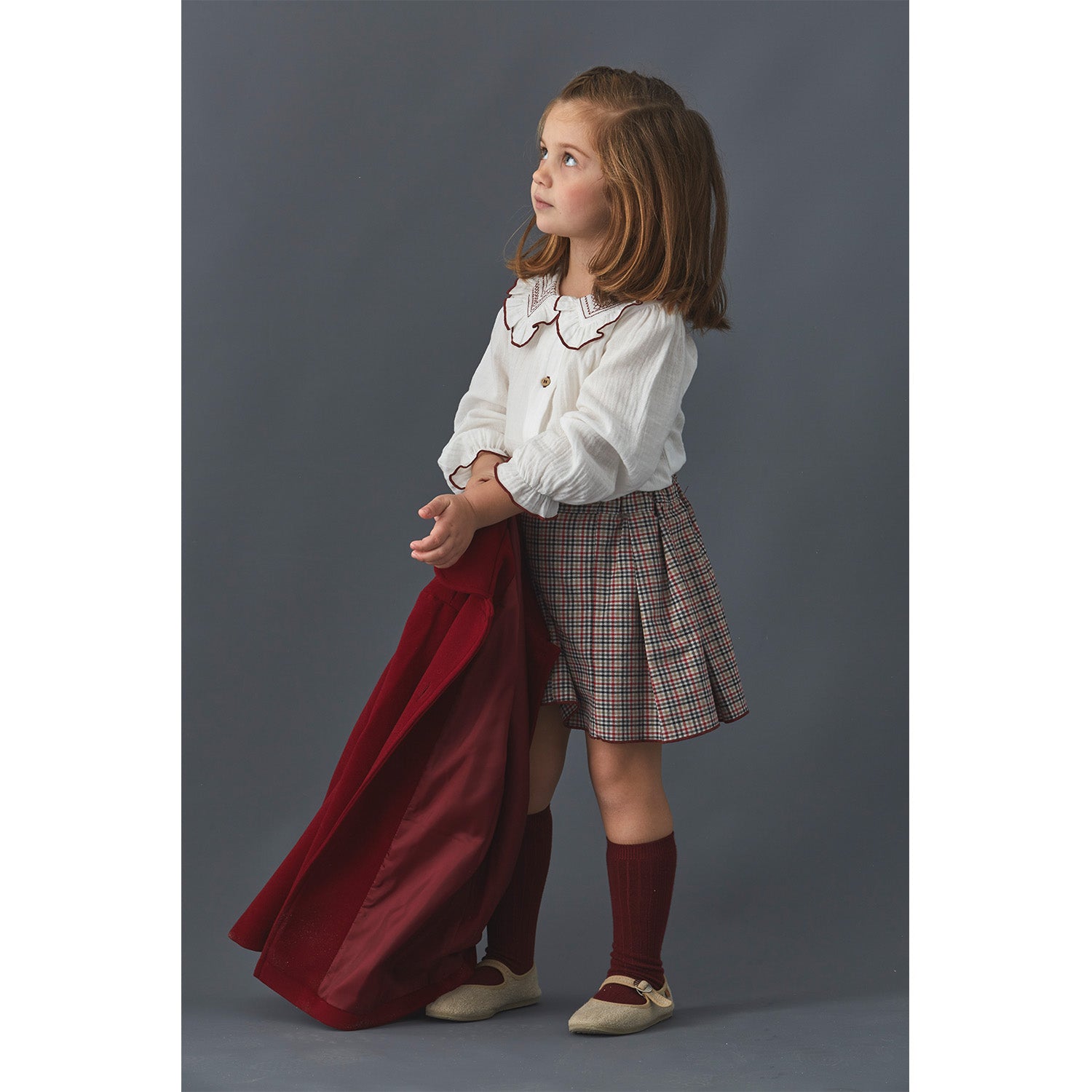 Red Check Skirt Set