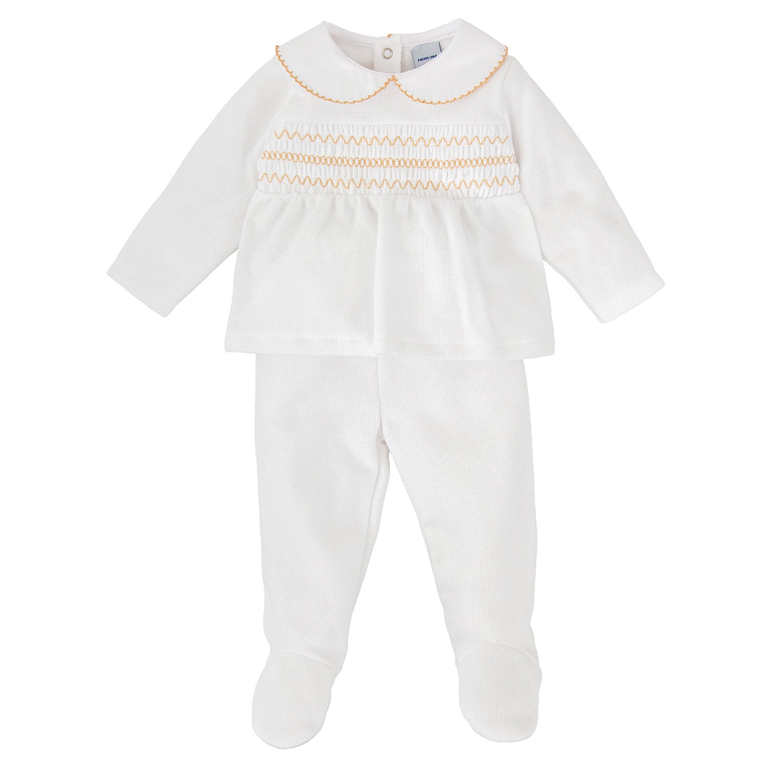 Beige Smocked Trouser Set